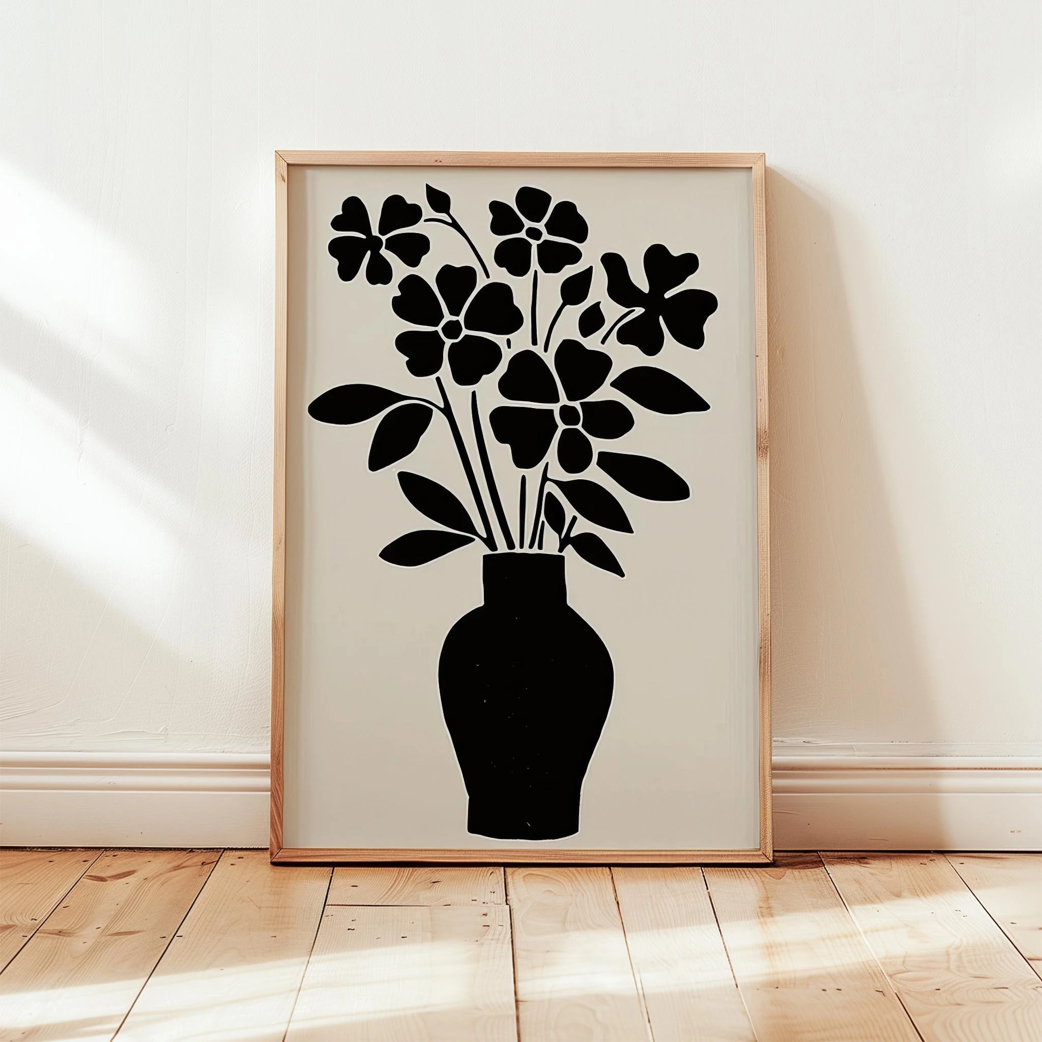 Vazo ve Çiçekler II - Siyah Bej