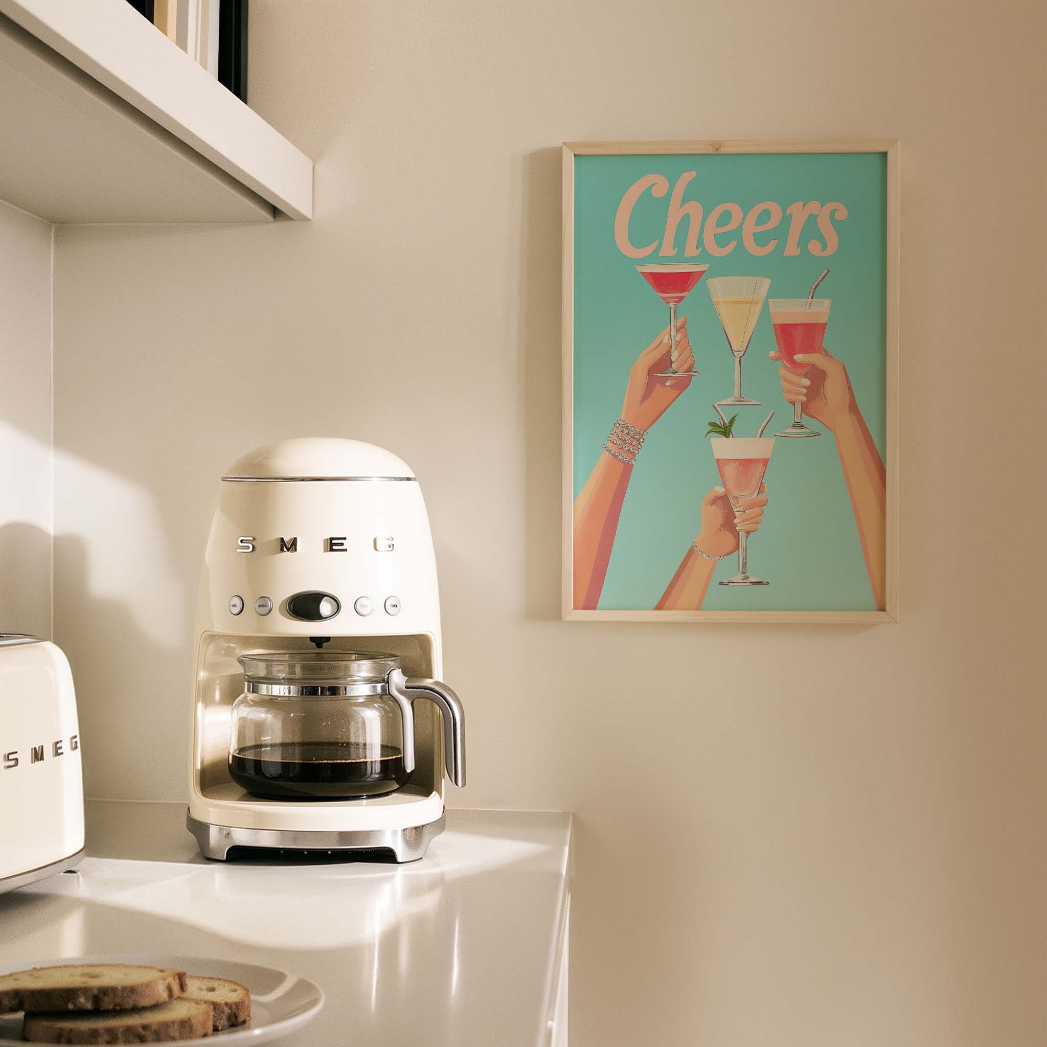 Cheers Tipografi Retro Maximalist Mutfak Duvar Tablosu