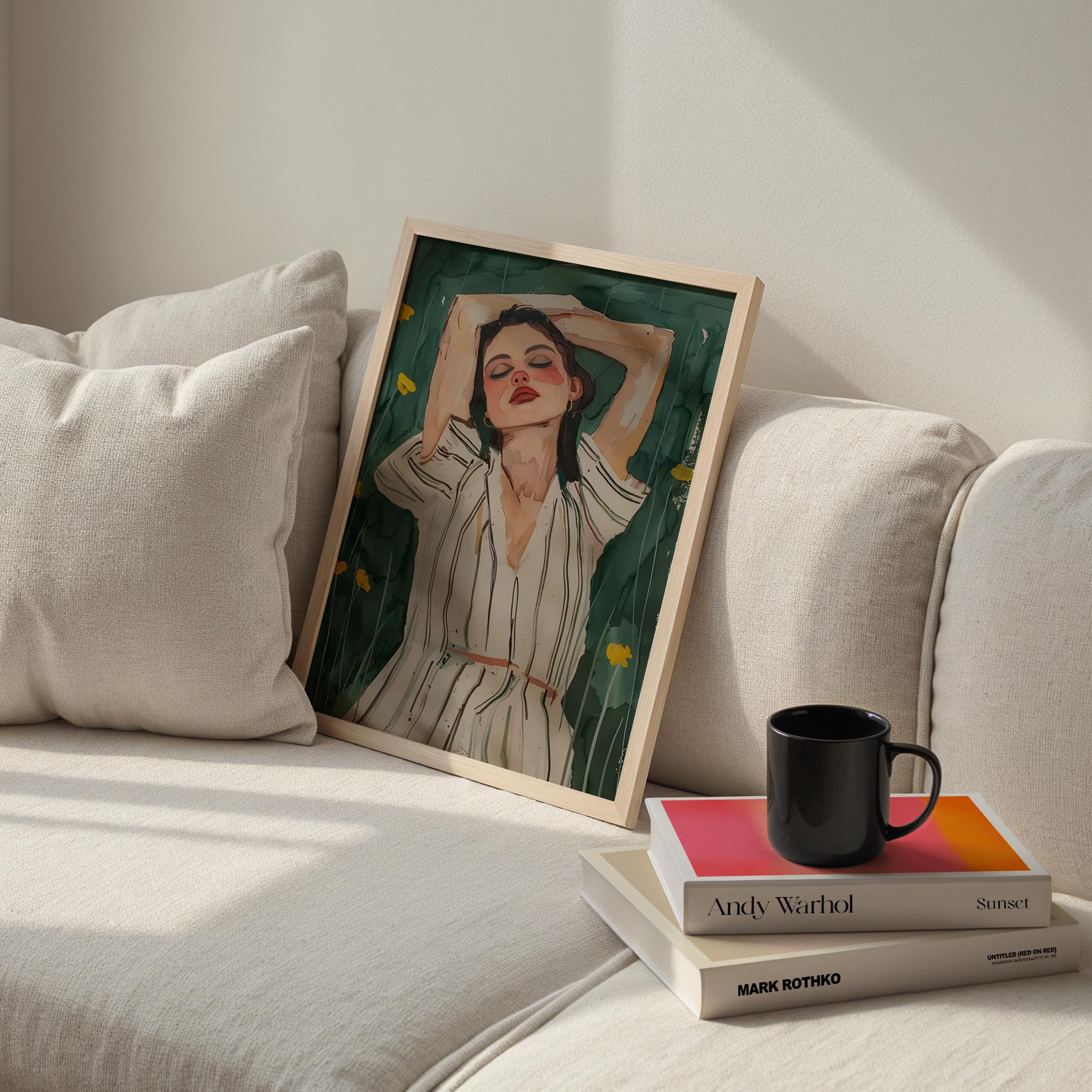 Kadın Portre LI - Çizgili Gömlek, Kırmızı Dudak