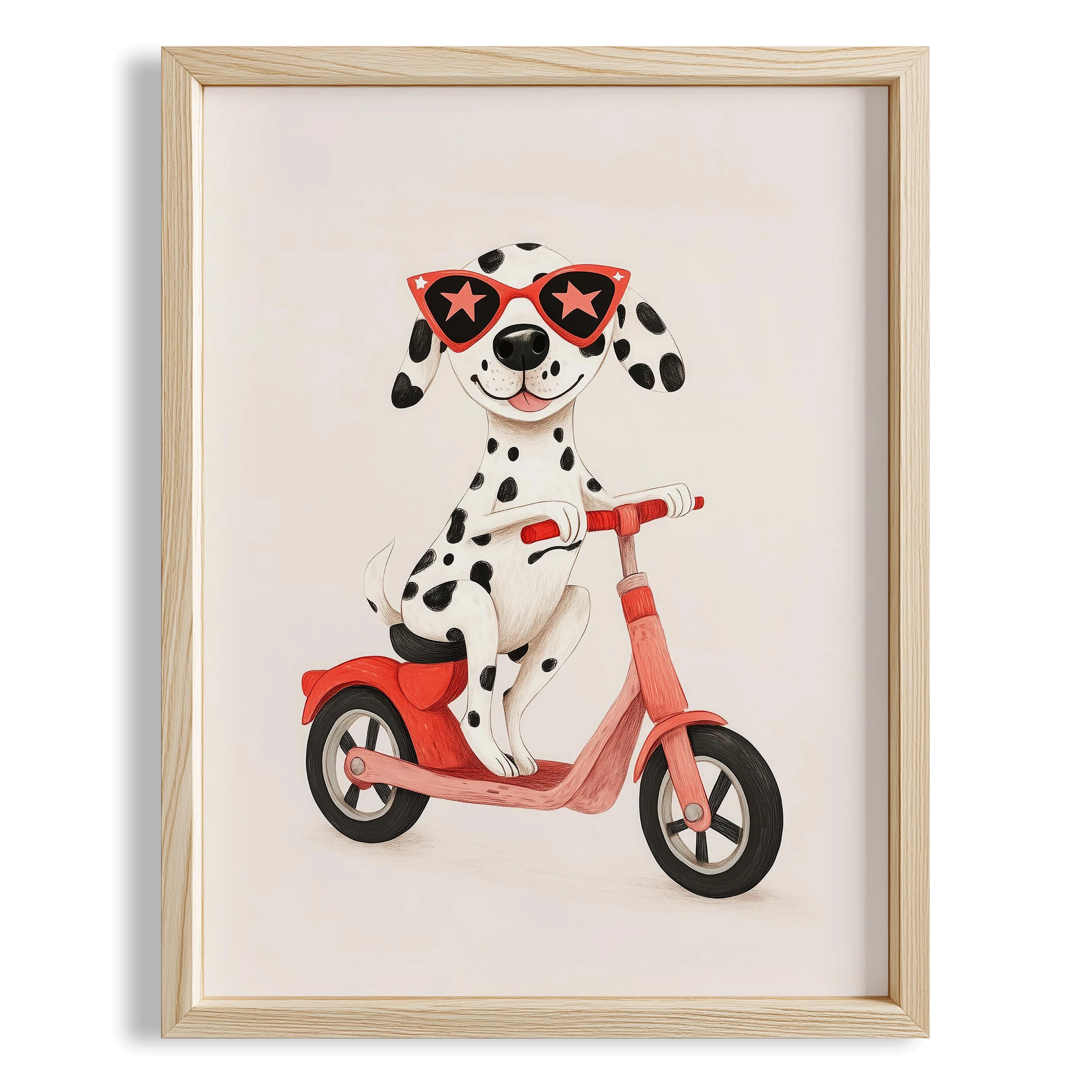 Scooter'lu Köpek - Beyaz Fon