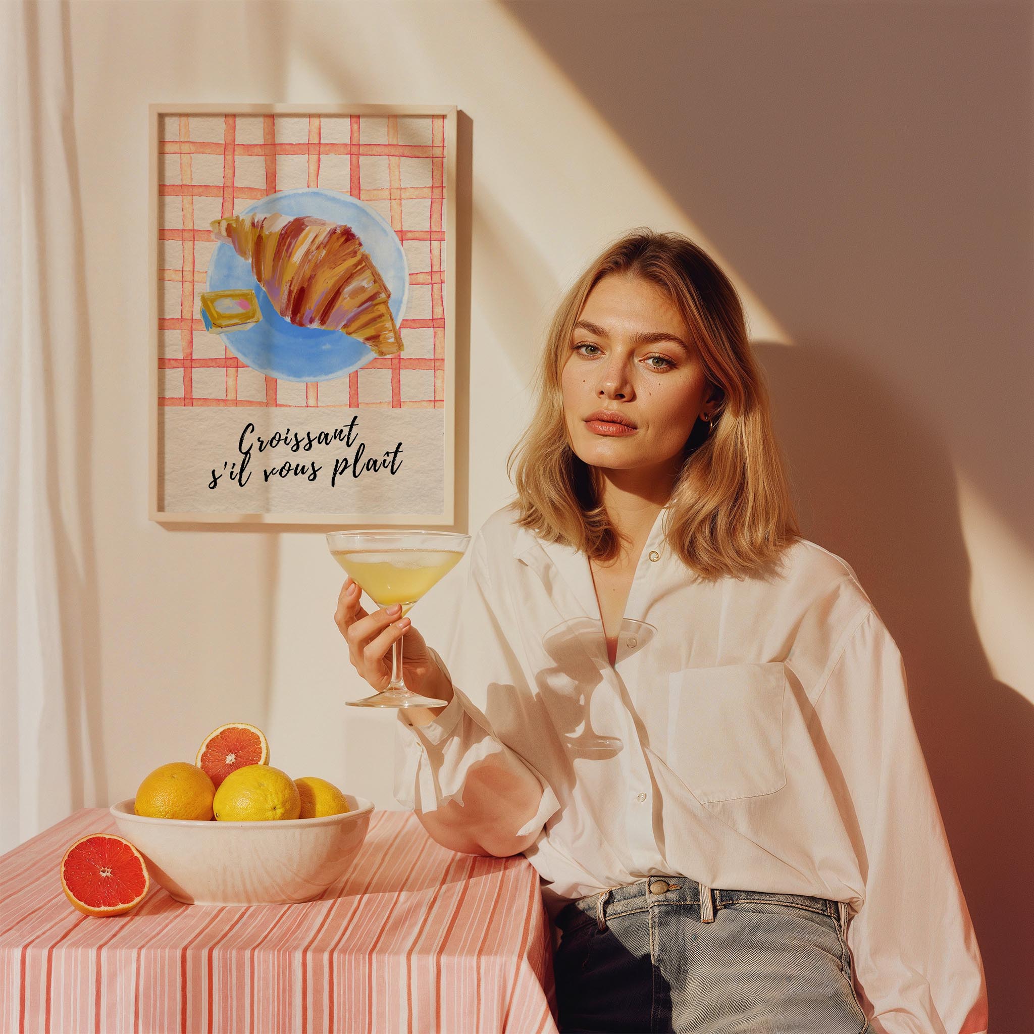 Kruvasan Fransız Sabah Koleksiyonu Tatlılar Mutfak Duvar Tablosu