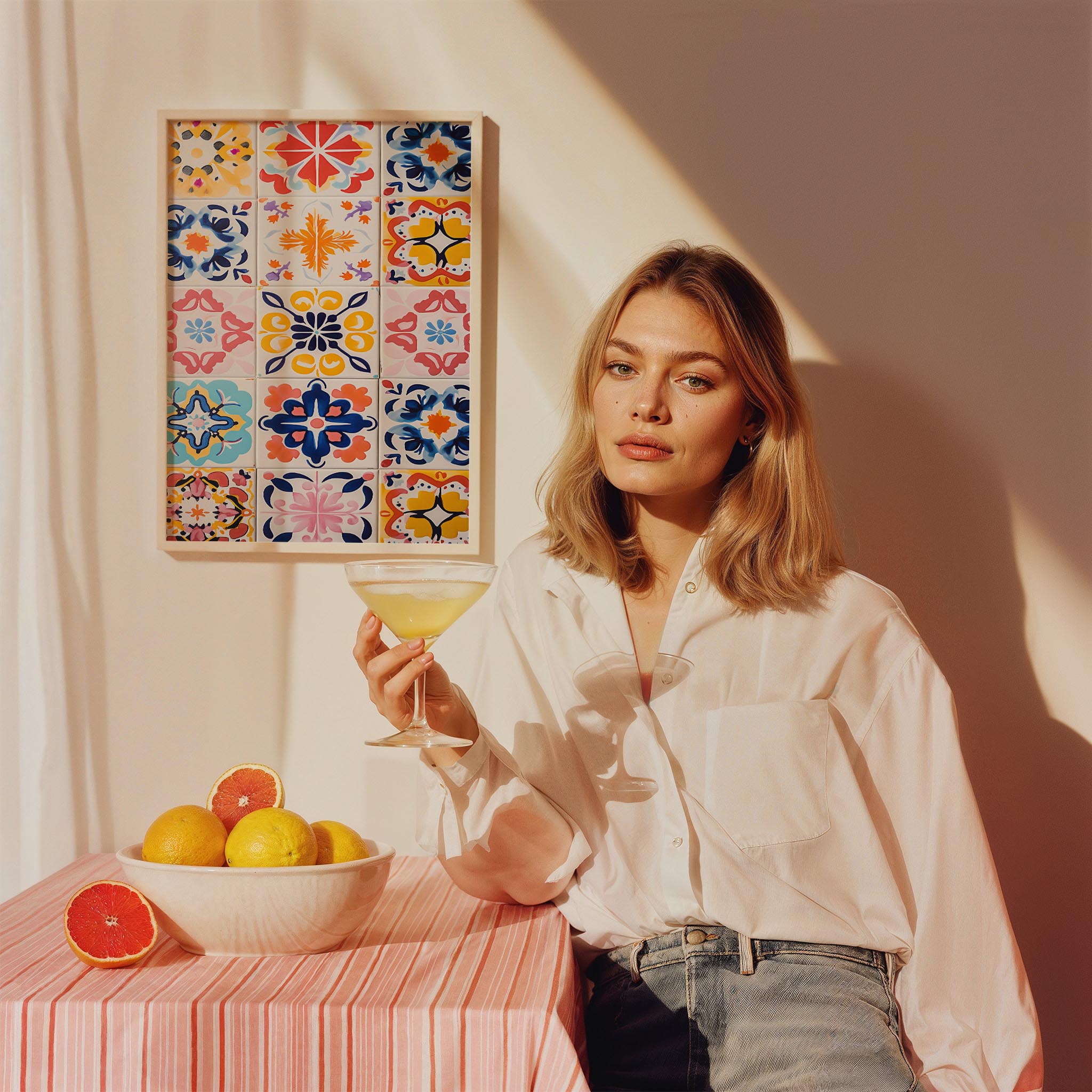 Akdeniz Seramik Deseni I Mutfak Duvar Tablosu