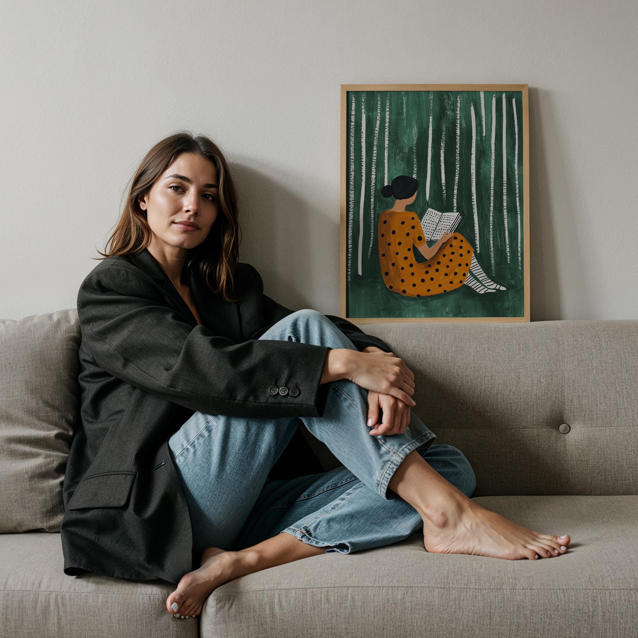 Kadın Portre XXX - Kitap Okuyan Zümrüt