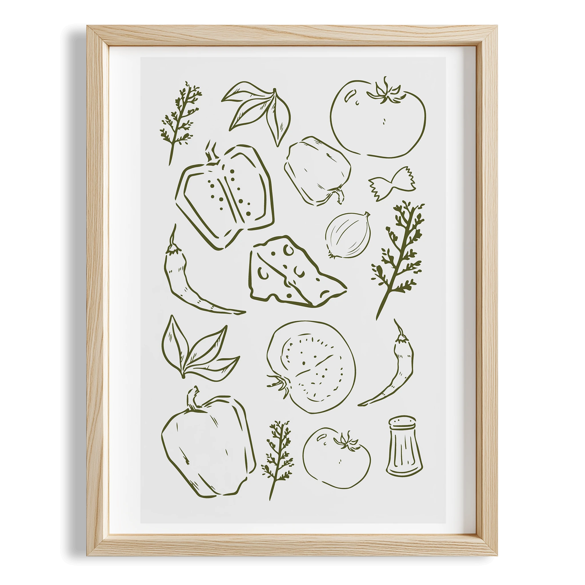 Akdeniz Sofrası İllüstrasyon Mutfak Duvar Tablosu II