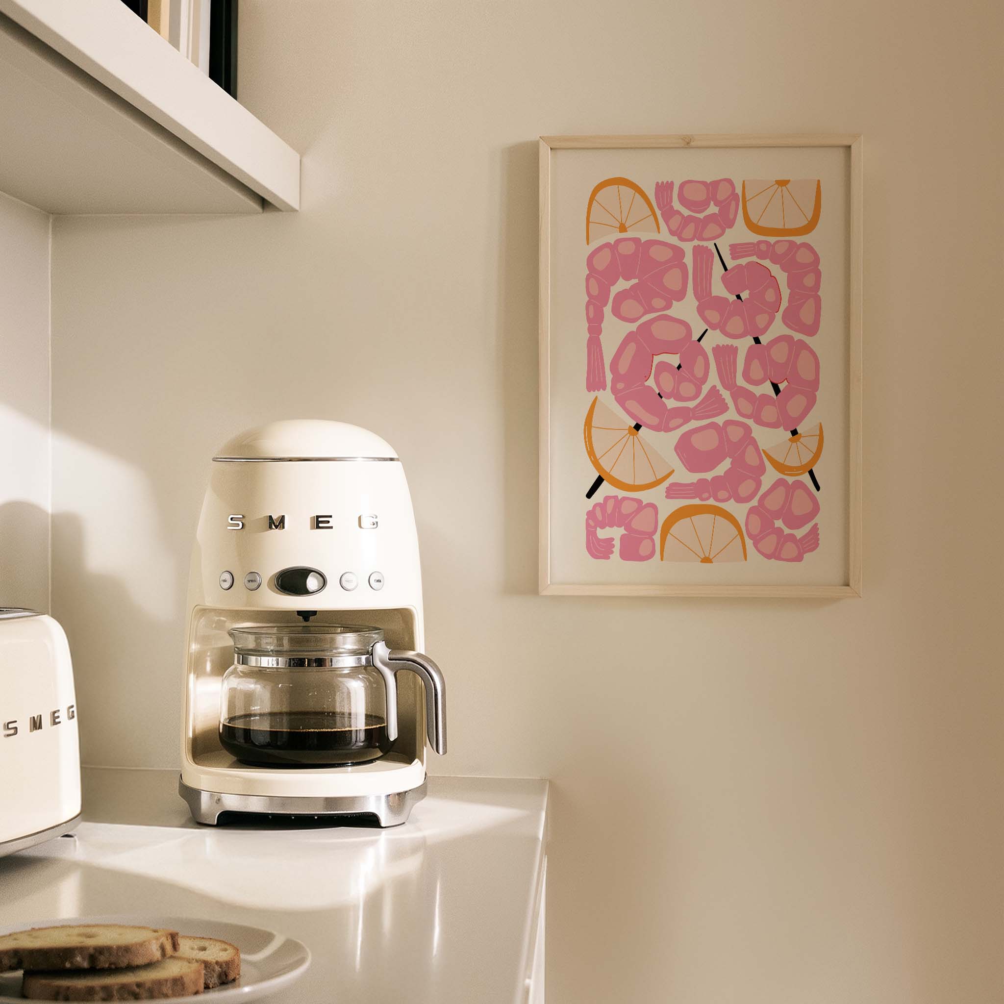 Karides ve Limon Modern Food Akdeniz Koleksiyonu Mutfak Duvar Tablosu