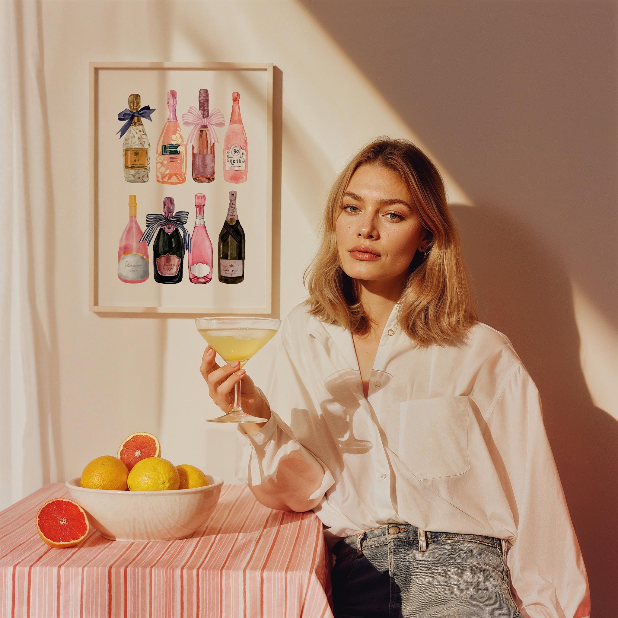 Şampanya Şişeleri Mutfak Duvar Tablosu