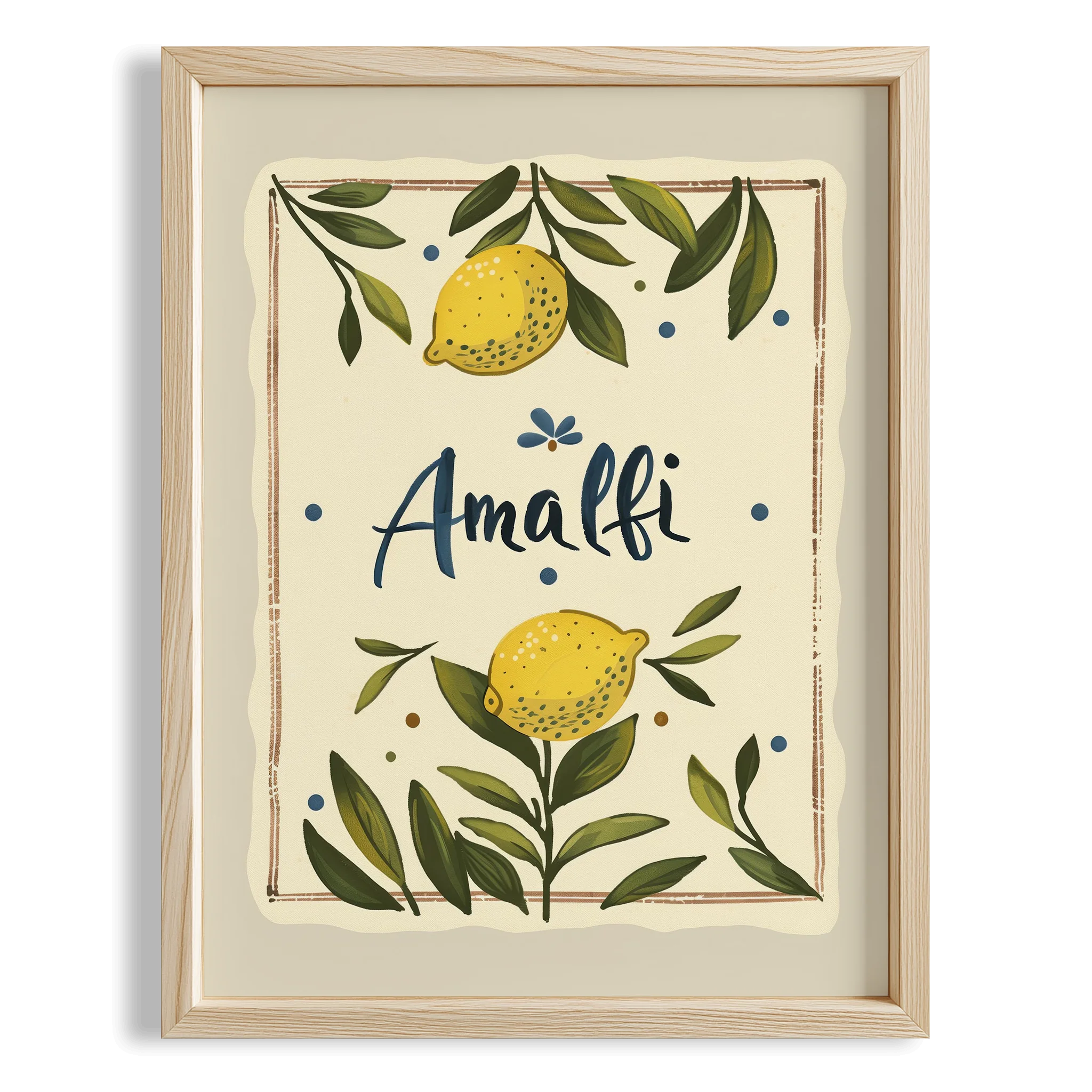 Amalfi & Positano Limonlar İtalyanca Tipografi Mutfak Duvar Tablosu IV