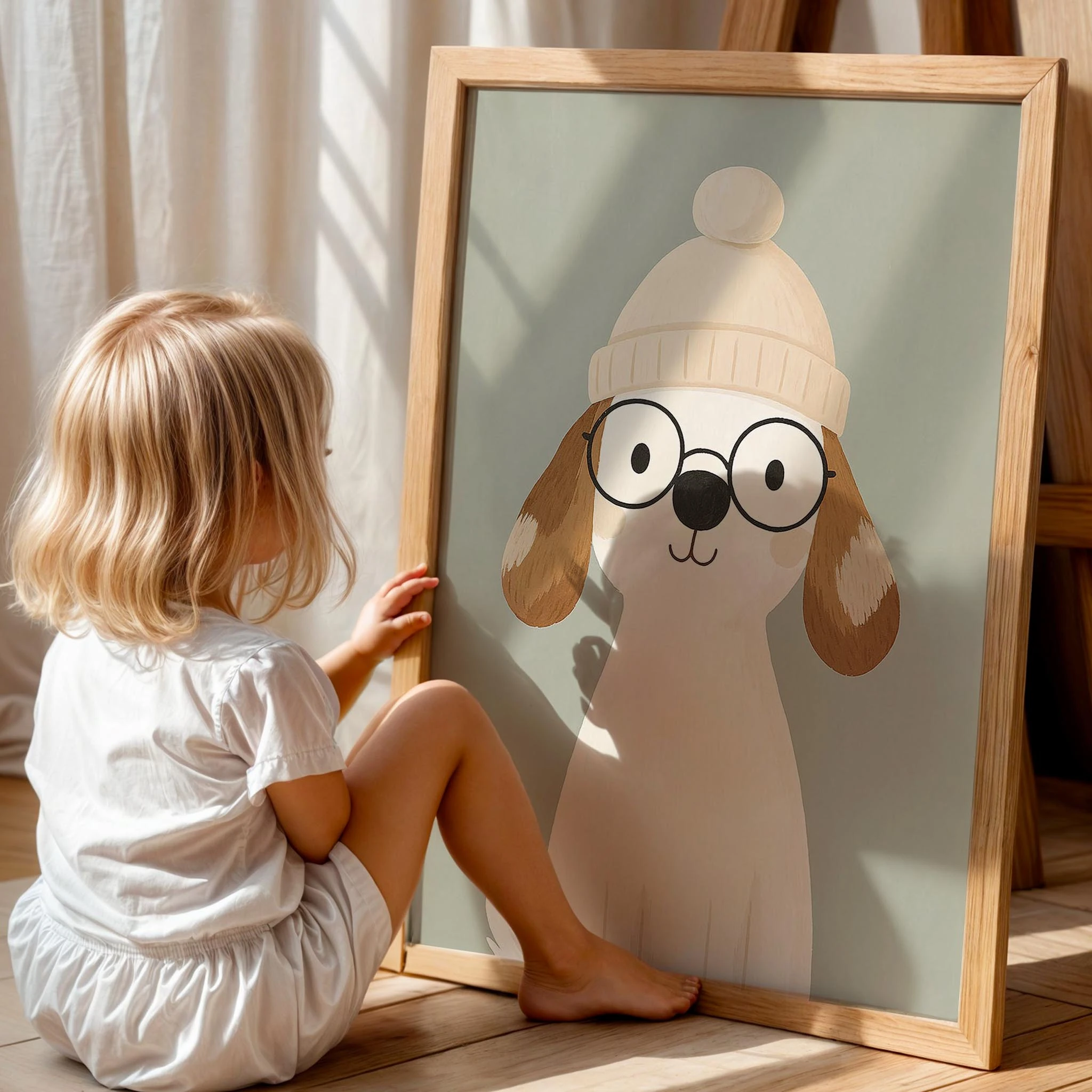 Sevimli Bereli Köpek Hayvan Temalı Çocuk Odası Ahşap Tablo