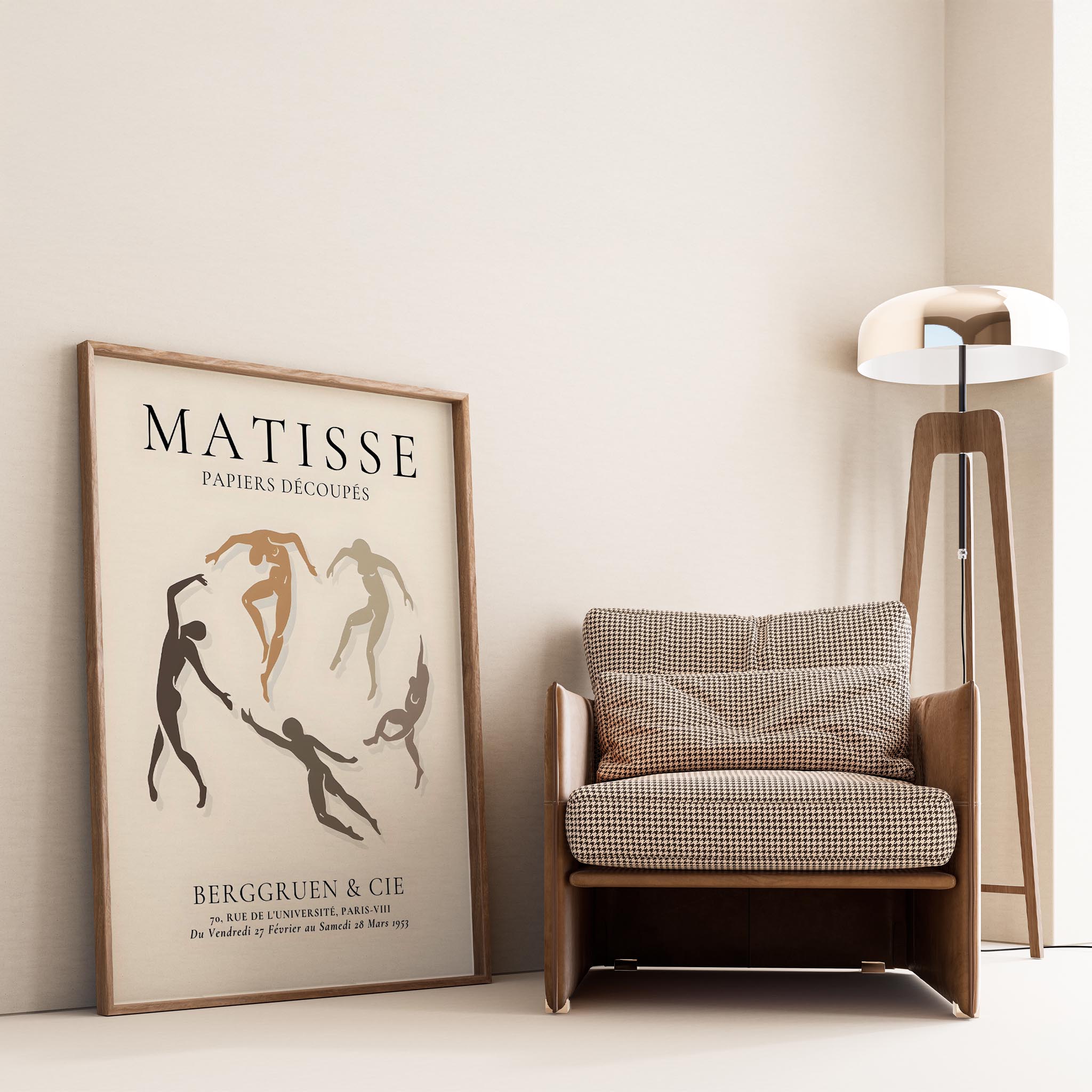 Matisse Kağıt Kesimleri Serisi Dans Minimalist Kahve Tonları I Duvar Tablosu