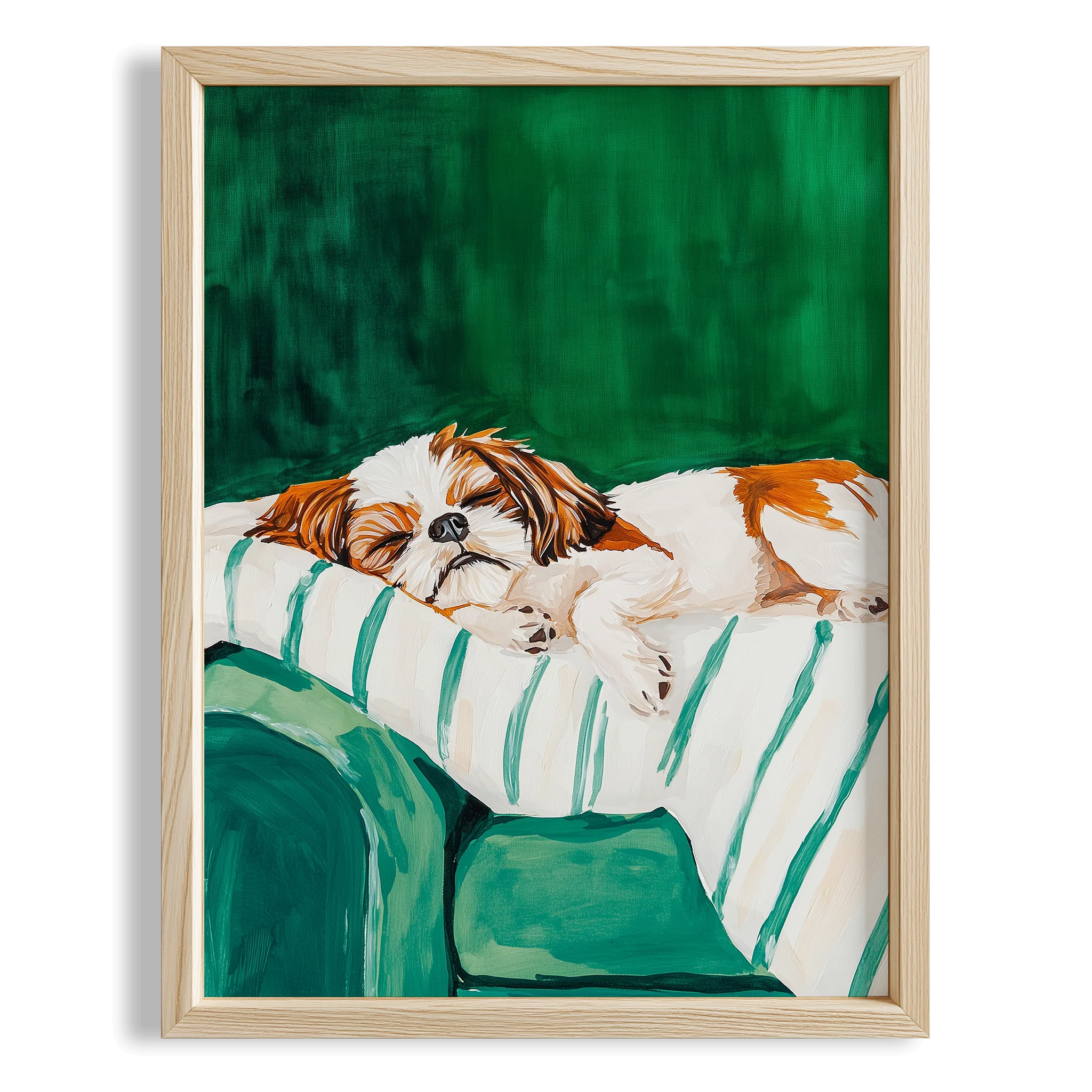 Köpek Portre VI - Shih Tzu Çizgili Zümrüt