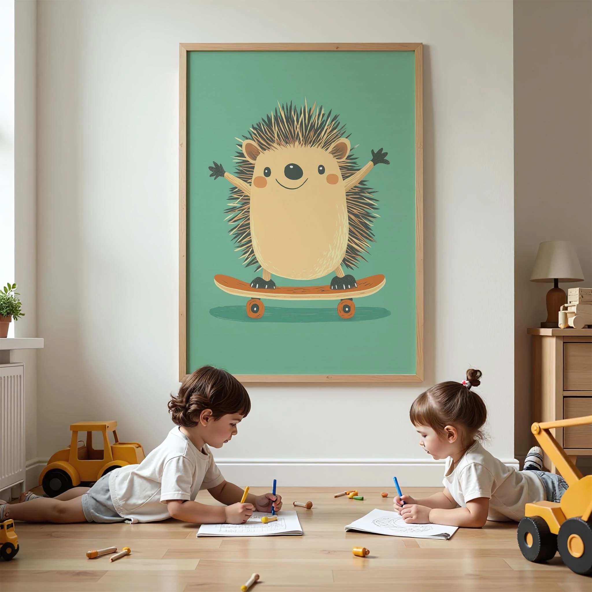 Kaykaycı Kirpi - Mavi Fon