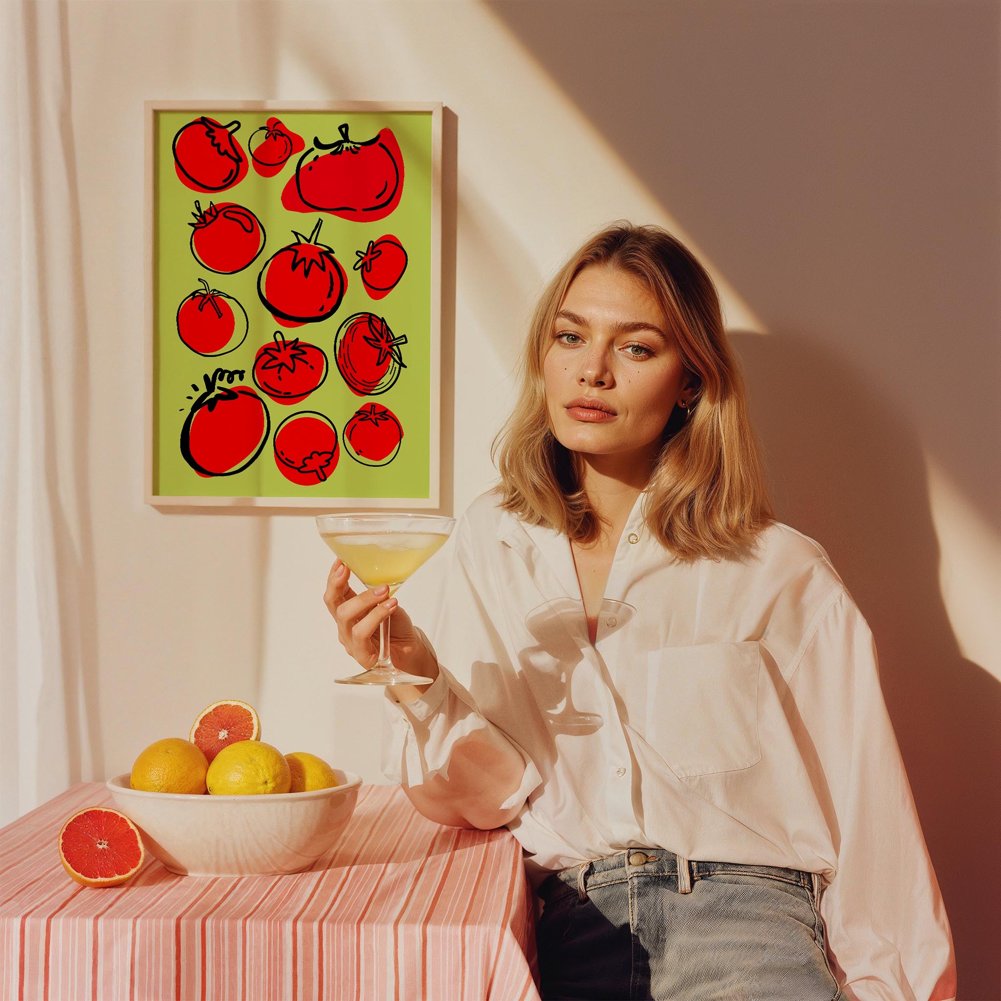 Domates Meyveler Yeşil Mutfak Duvar Tablosu