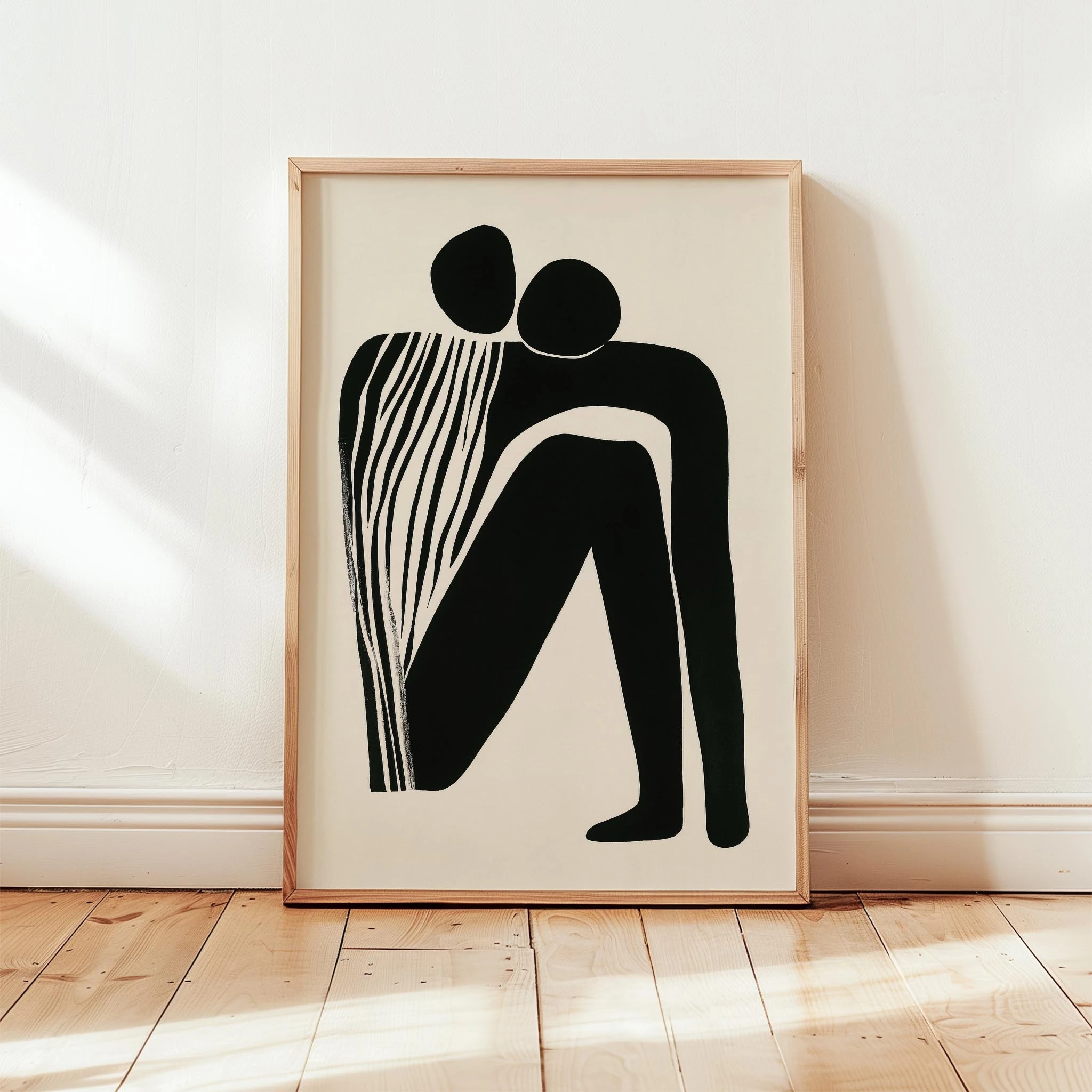 İki Ruh Tek Form - Siyah Beyaz Figüratif