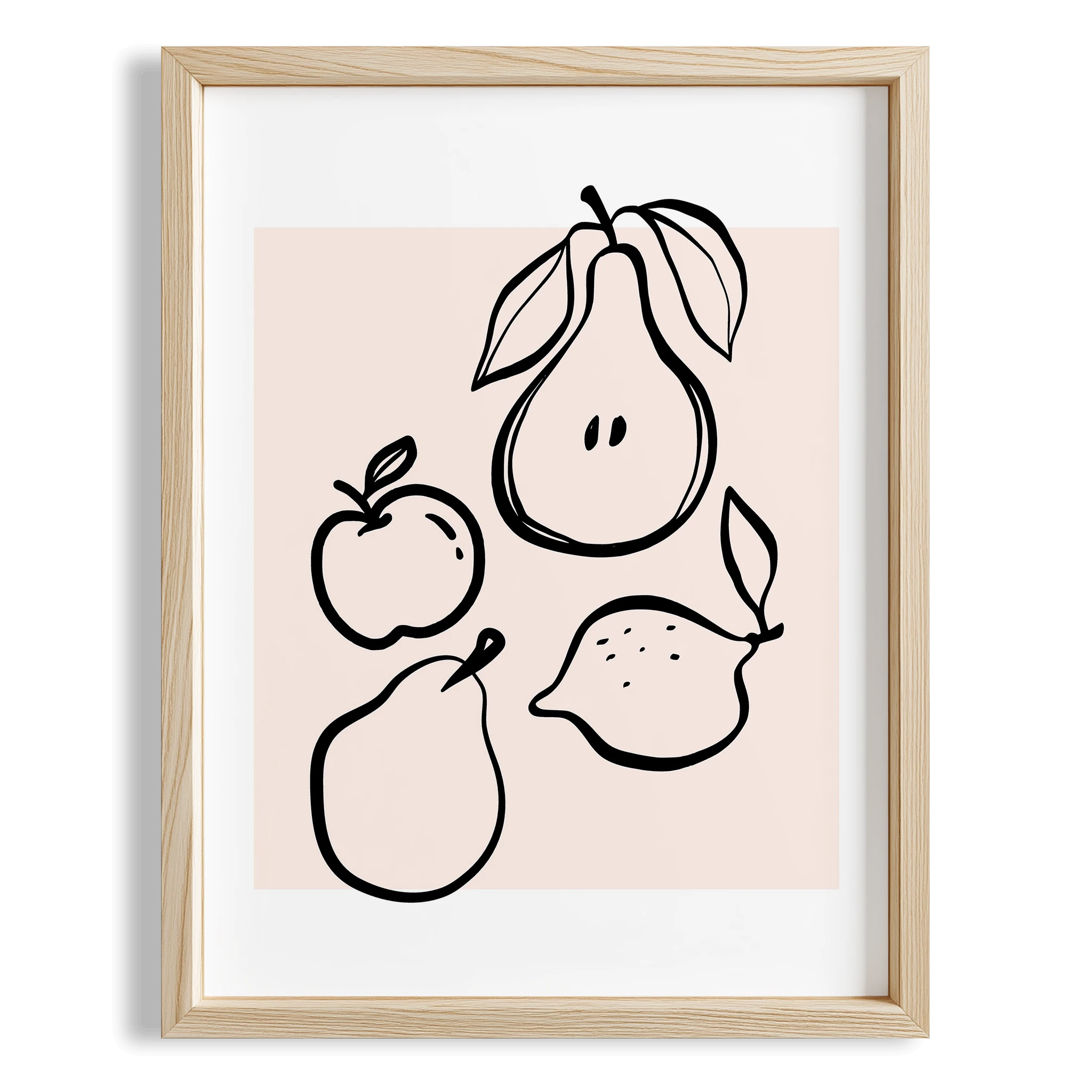 Meyve Sepeti Minimal Çizimler Mutfak Duvar Tablosu