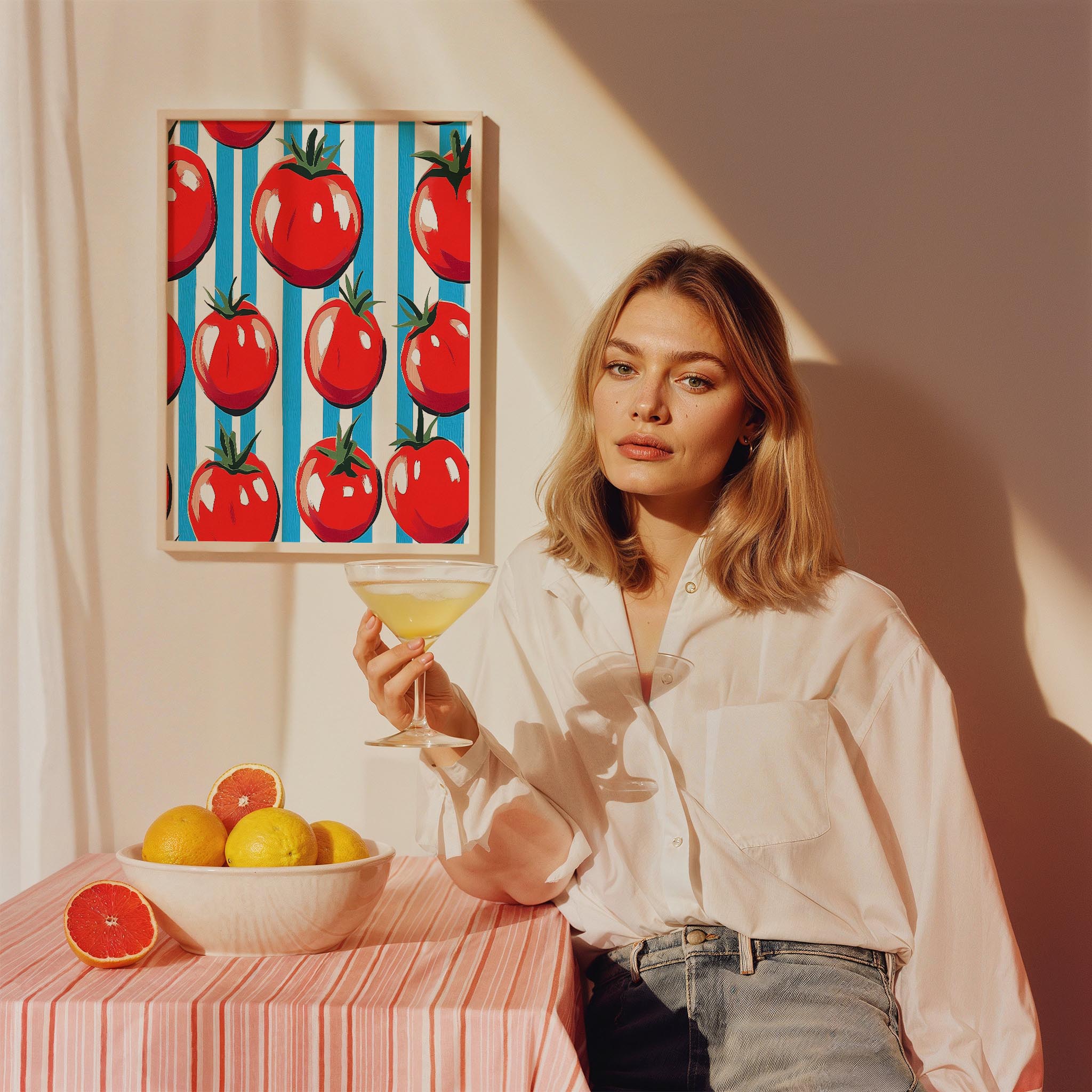 Salkım Domates I Retro Pop Art Mutfak Duvar Tablosu