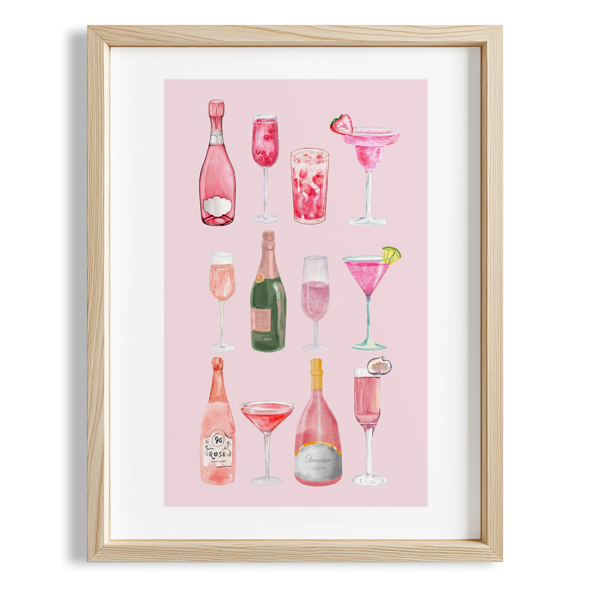 Şampanya Şişeleri Kokteyller Mutfak Duvar Tablosu