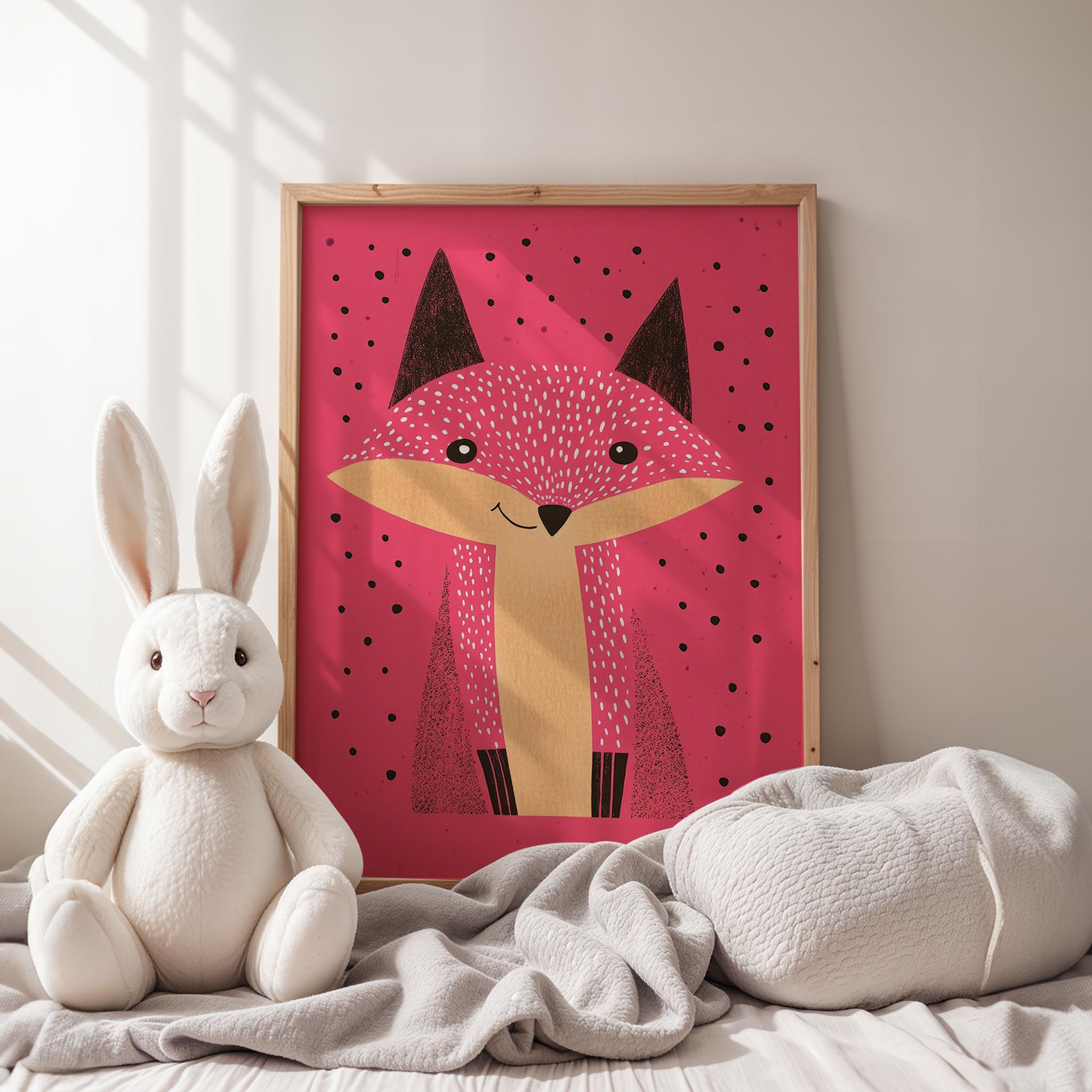 Sevimli Tilki - Fuşya Fon