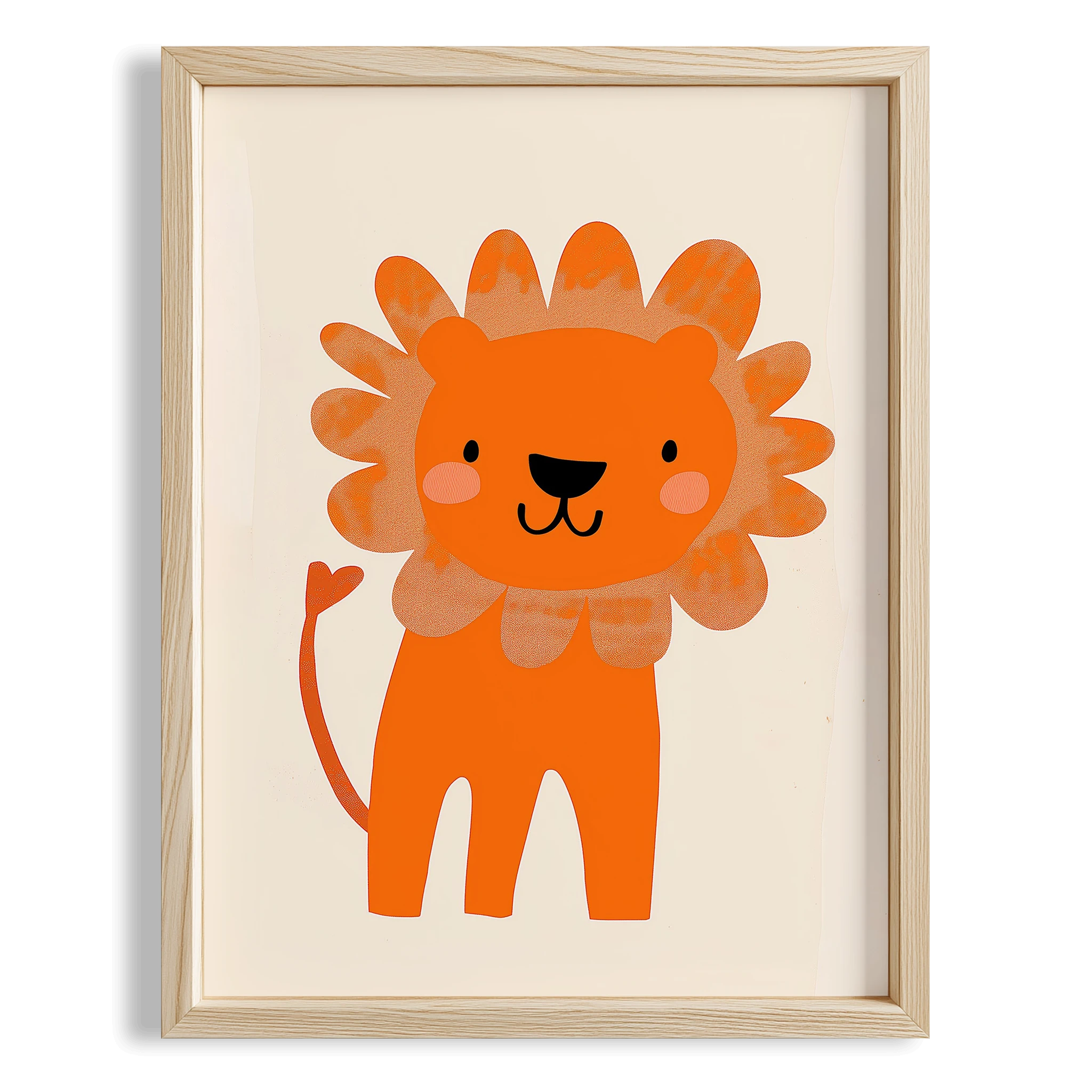 Sevimli Aslan - Eklektik Tarzda Çocuk Odası Dekorasyonu Ahşap Çerçeveli Duvar Tablosu