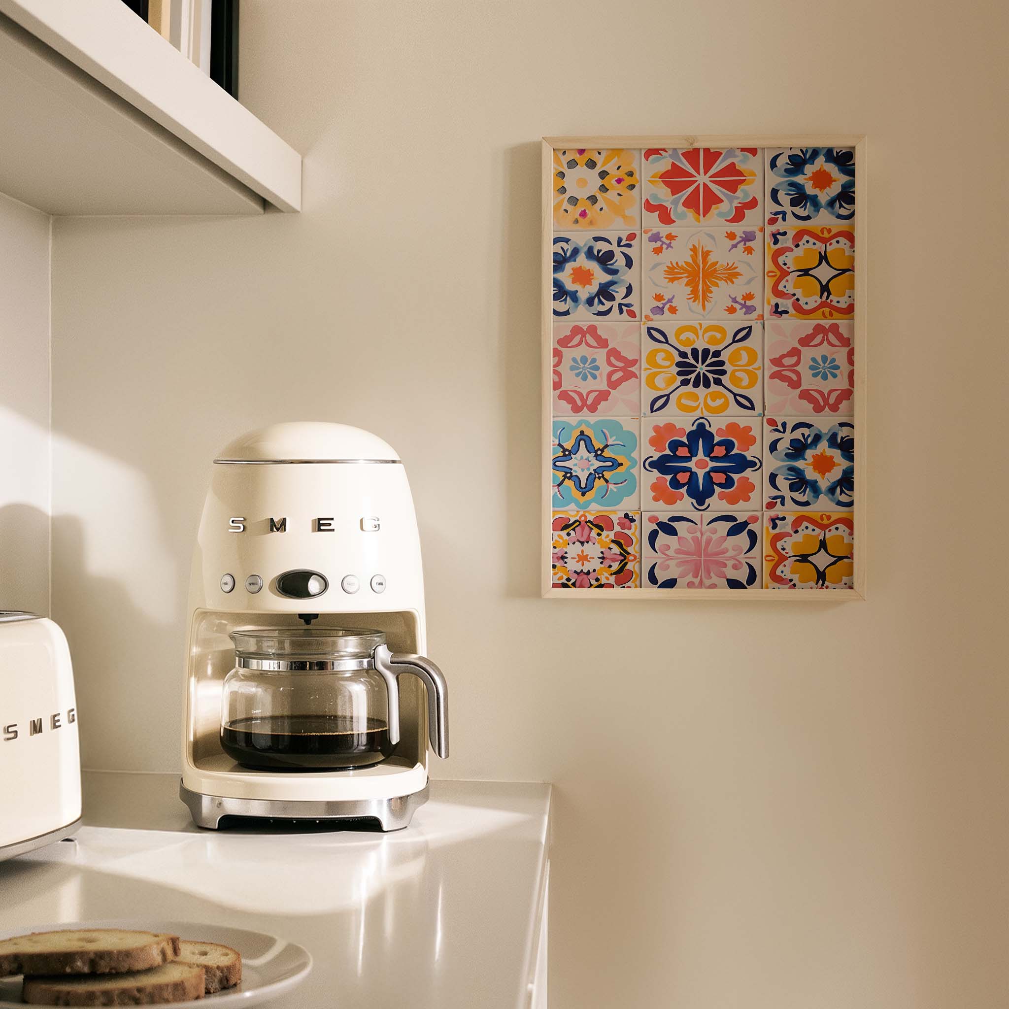 Akdeniz Seramik Deseni I Mutfak Duvar Tablosu