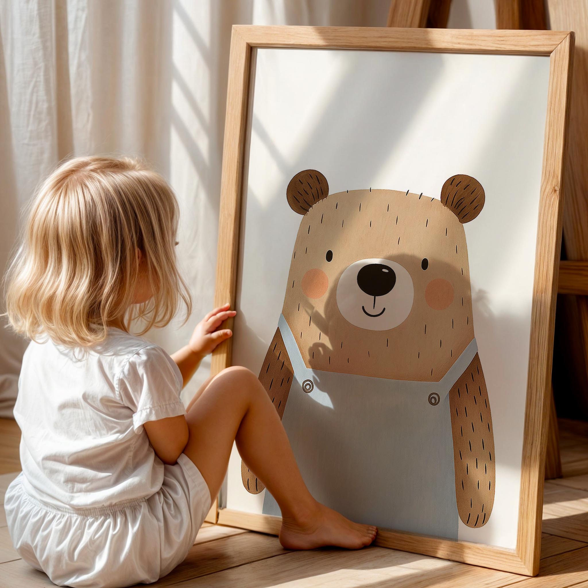 Sevimli Ayıcık Hayvan Temalı Çocuk Odası Ahşap Tablo