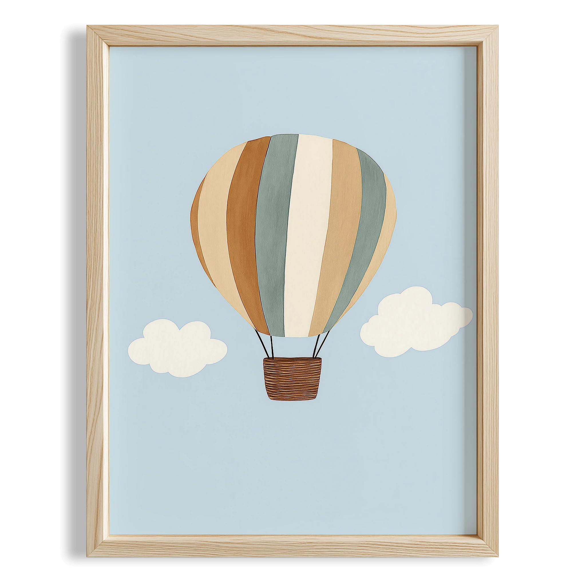 Uçan Balon Mavi Fonlu Çocuk Odası Ahşap Tablo