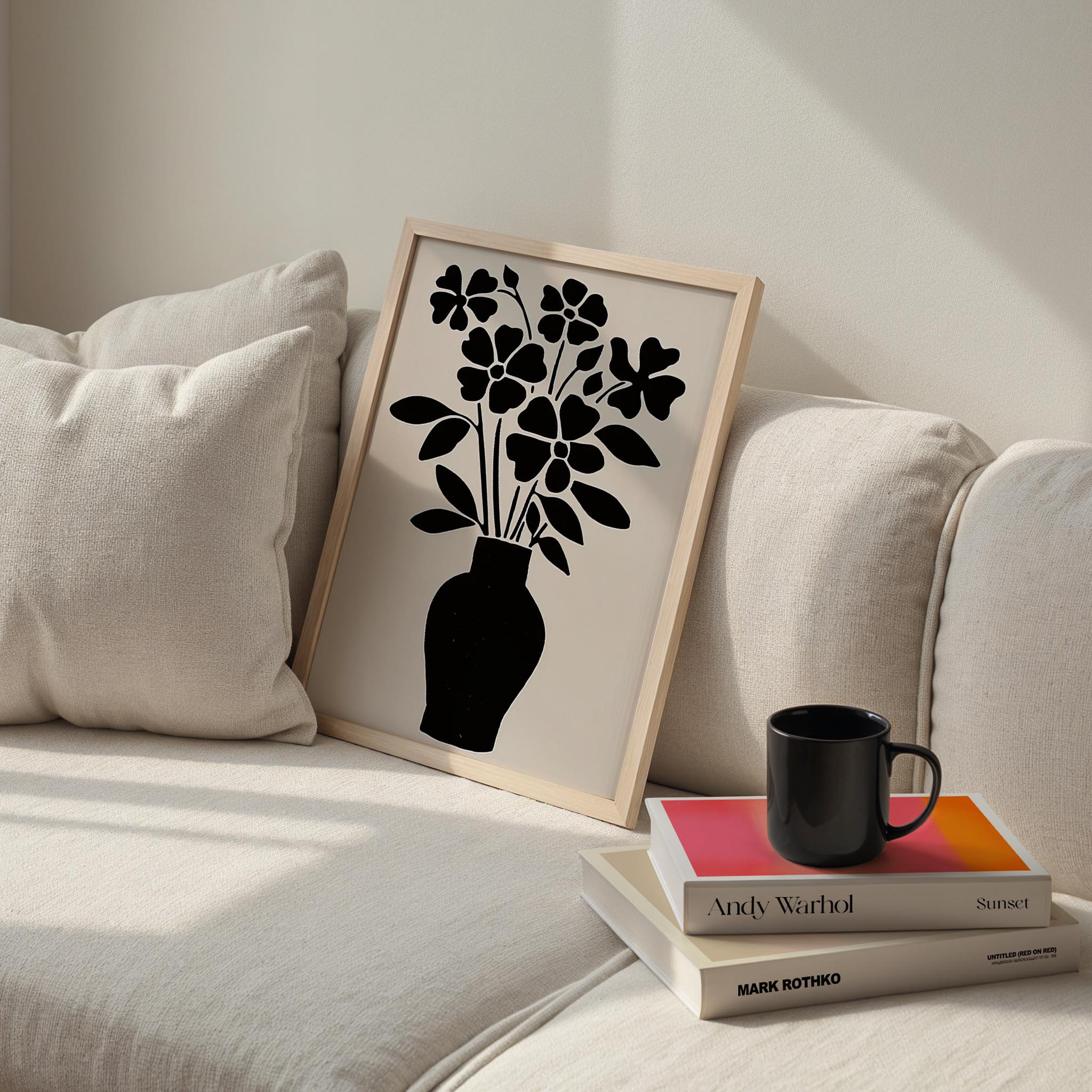 Vazo ve Çiçekler II - Siyah Bej