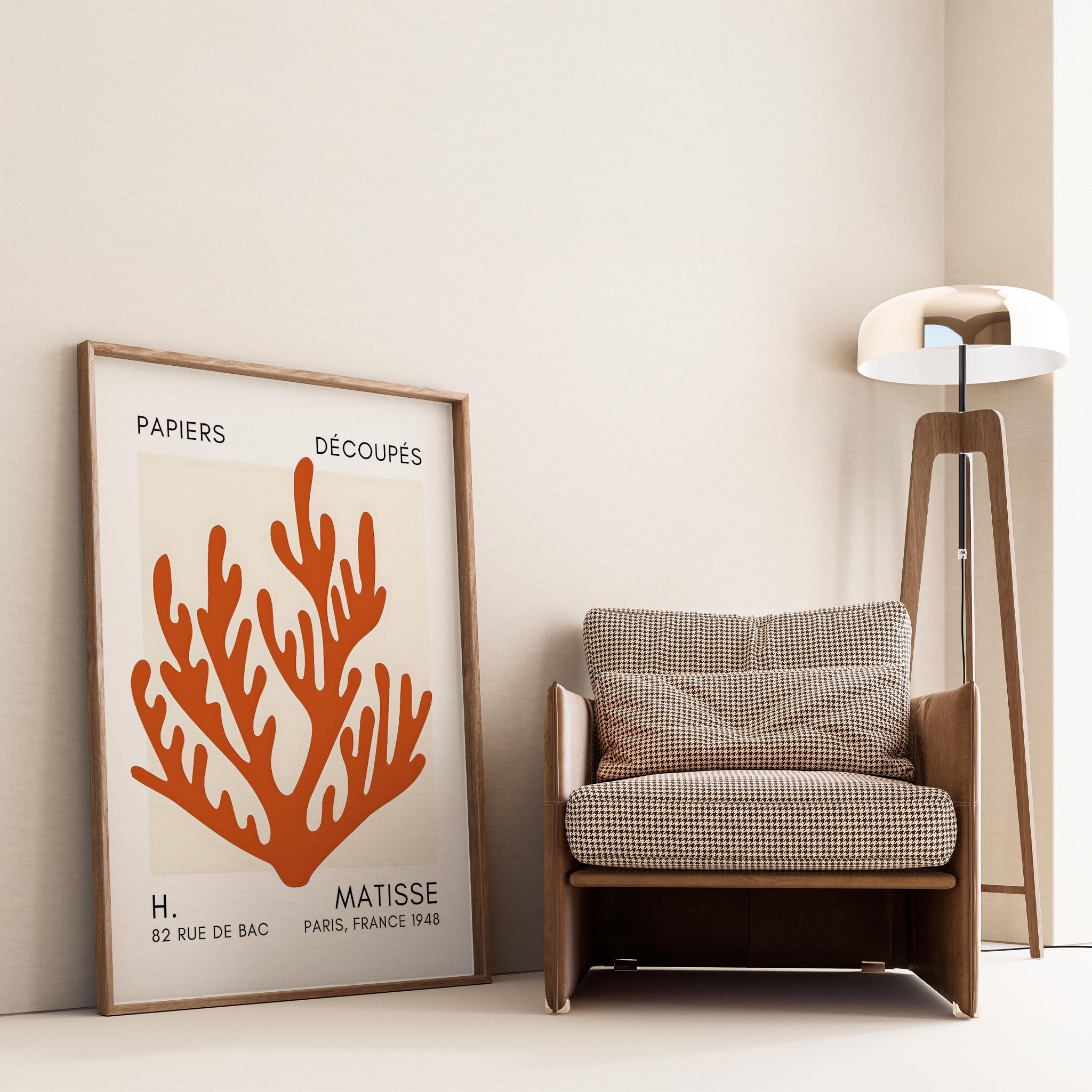 Matisse Kağıt Kesimleri Serisi Terracotta Mercan Dalı I Duvar Tablosu