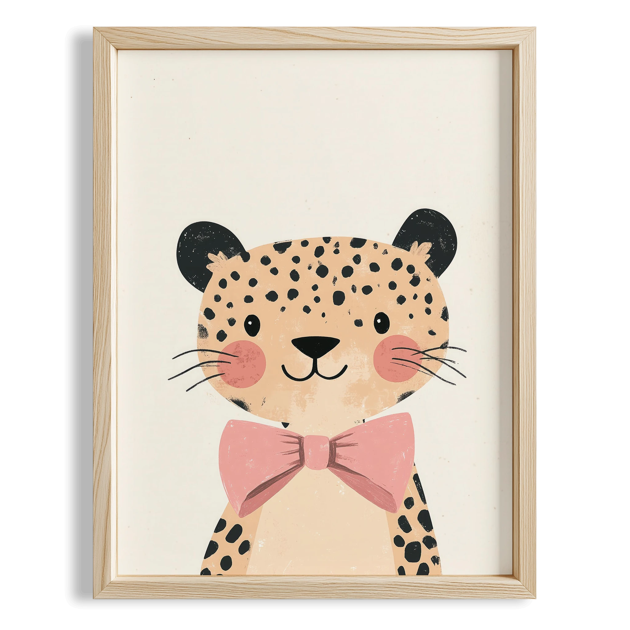 Pembe Papyonlu Kaplan - Beyaz Fon