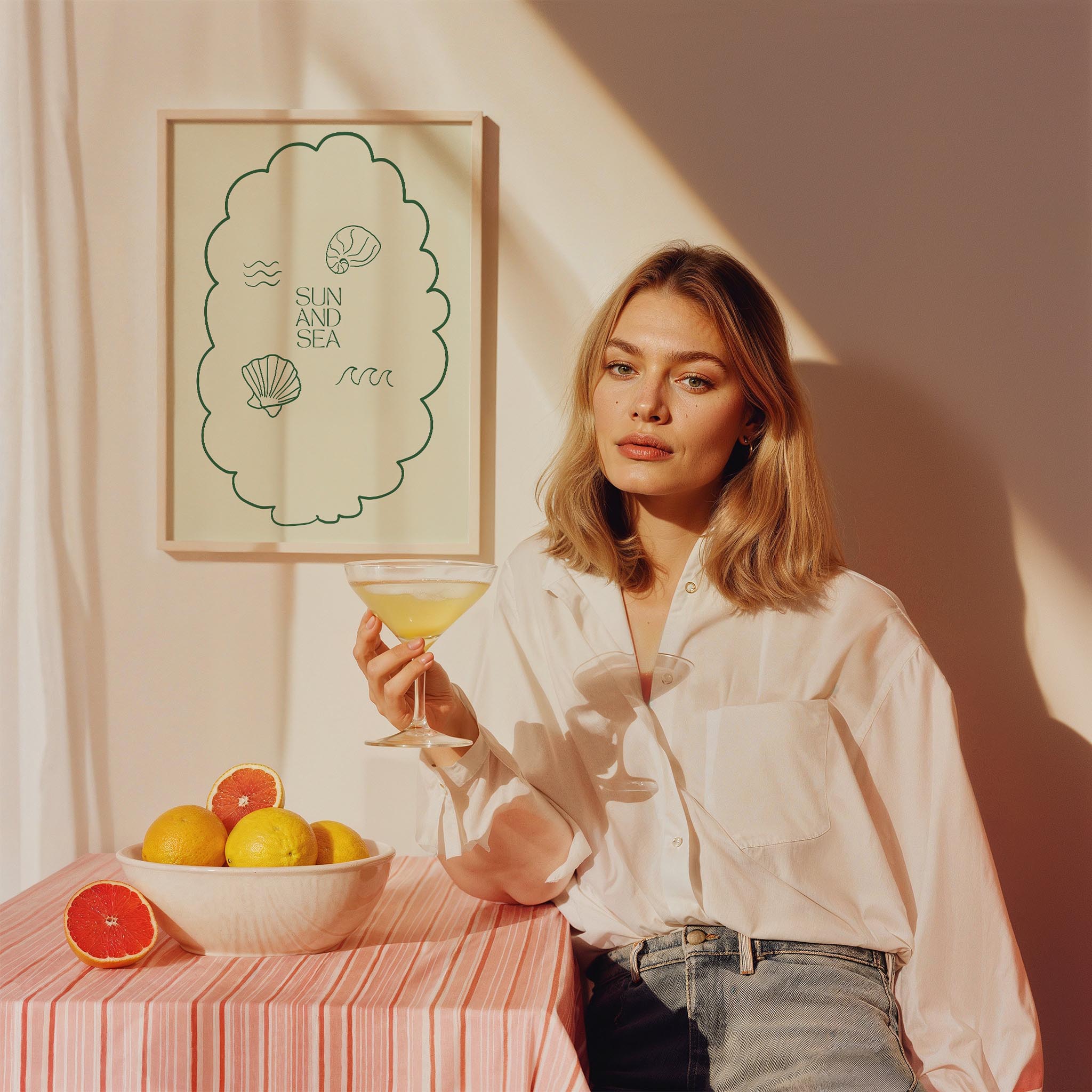 Costiera Güneş ve Deniz İtalyanca Tipografi Mutfak Duvar Tablosu