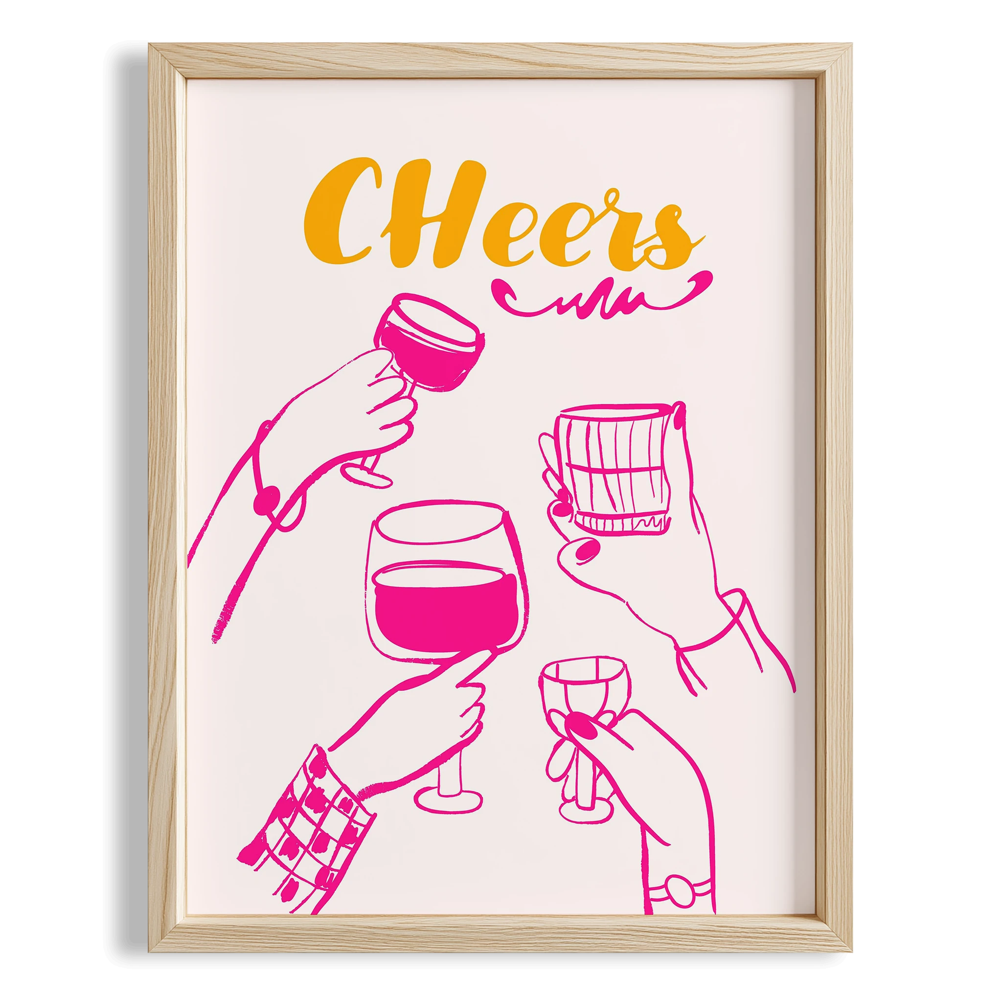 Cheers Tipografi Kokteyller Mutfak Duvar Tablosu III