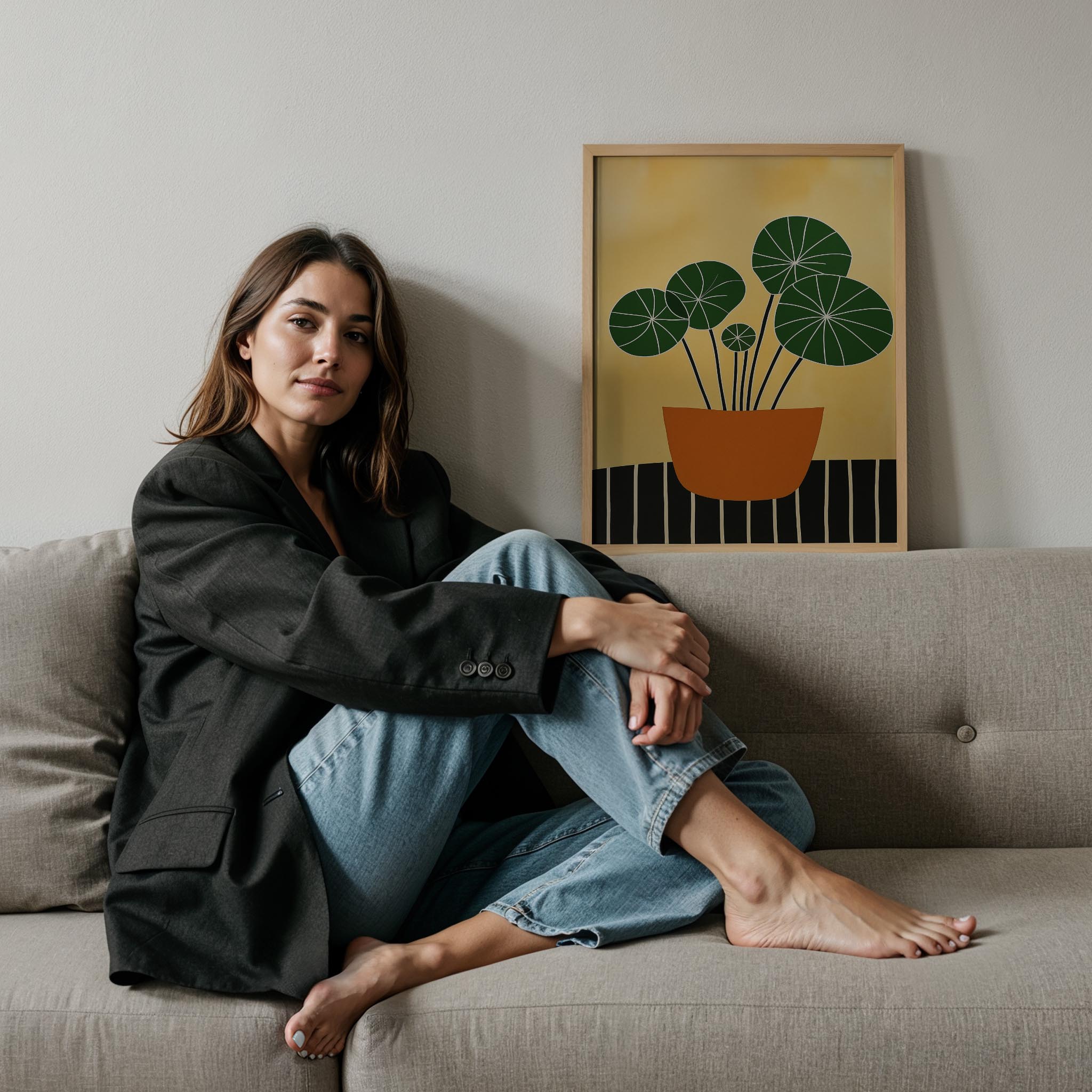 Vazo ve Çiçekler XII - Sarı ve Yeşilin Uyumu