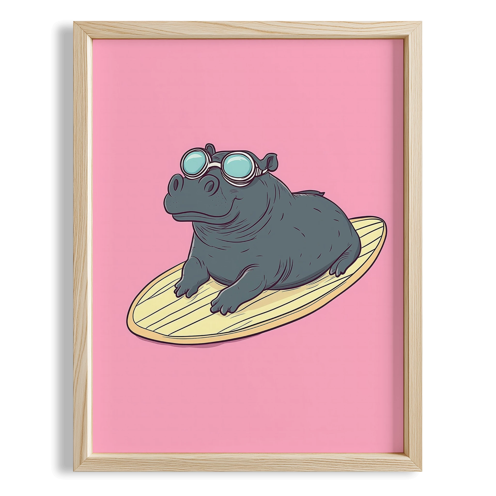 Sörfçü Su Aygırı - Pembe Fon