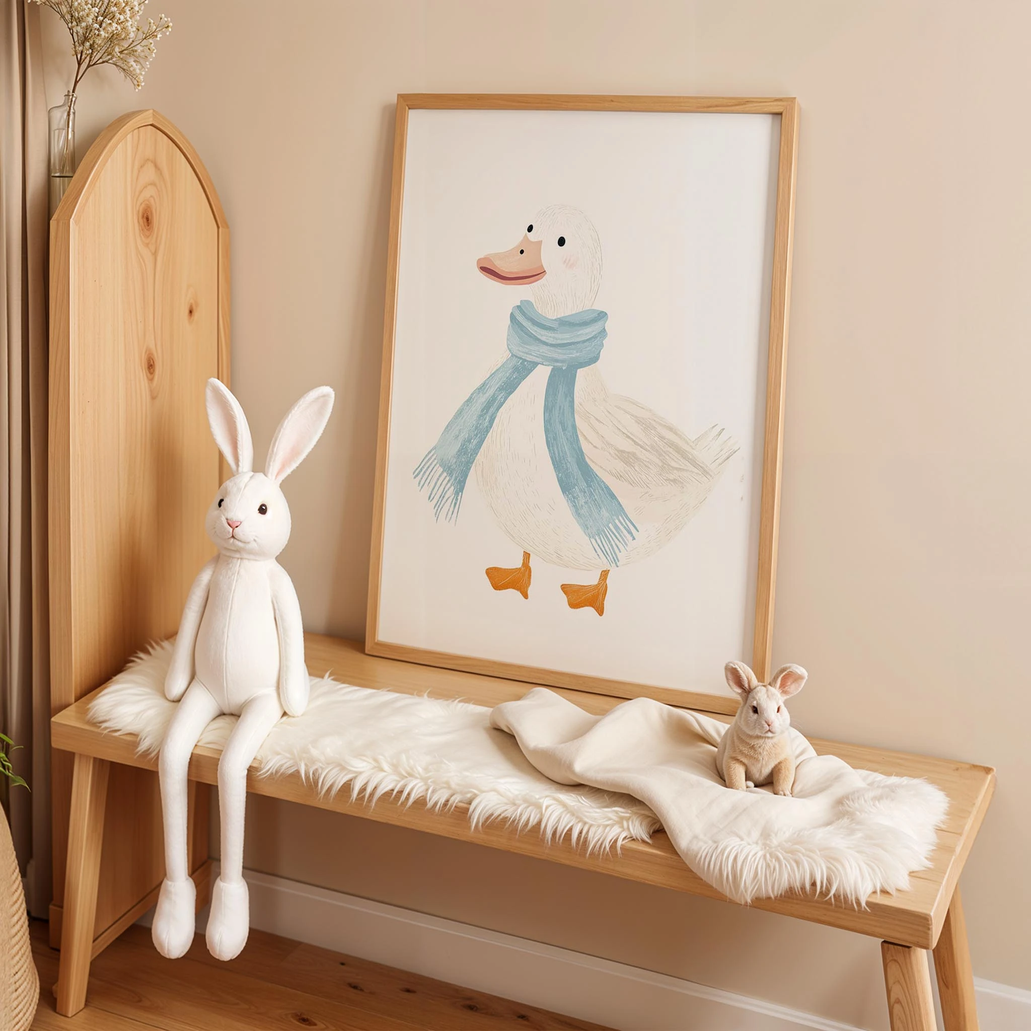 Atkılı Ördek - Beyaz Fon