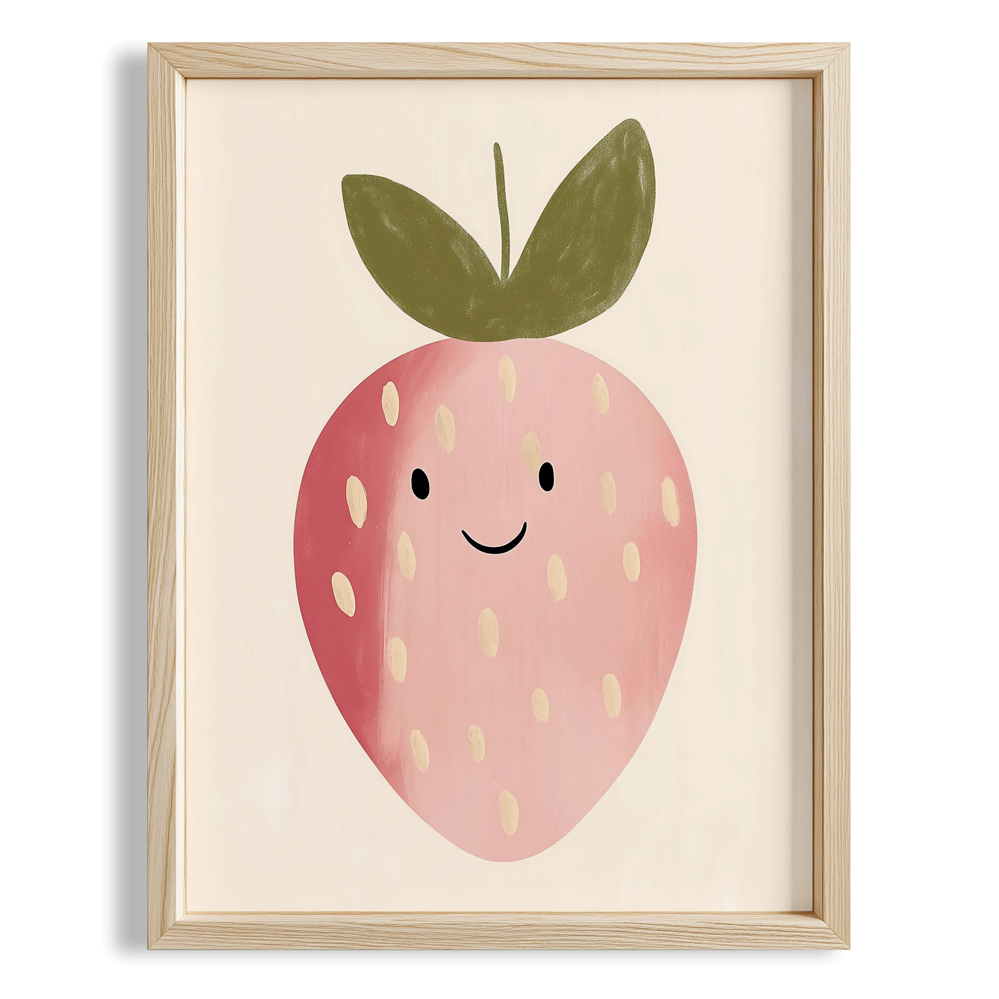 Gülümseyen Çilek Bohem Kız Çocuk Odası Ahşap Tablo