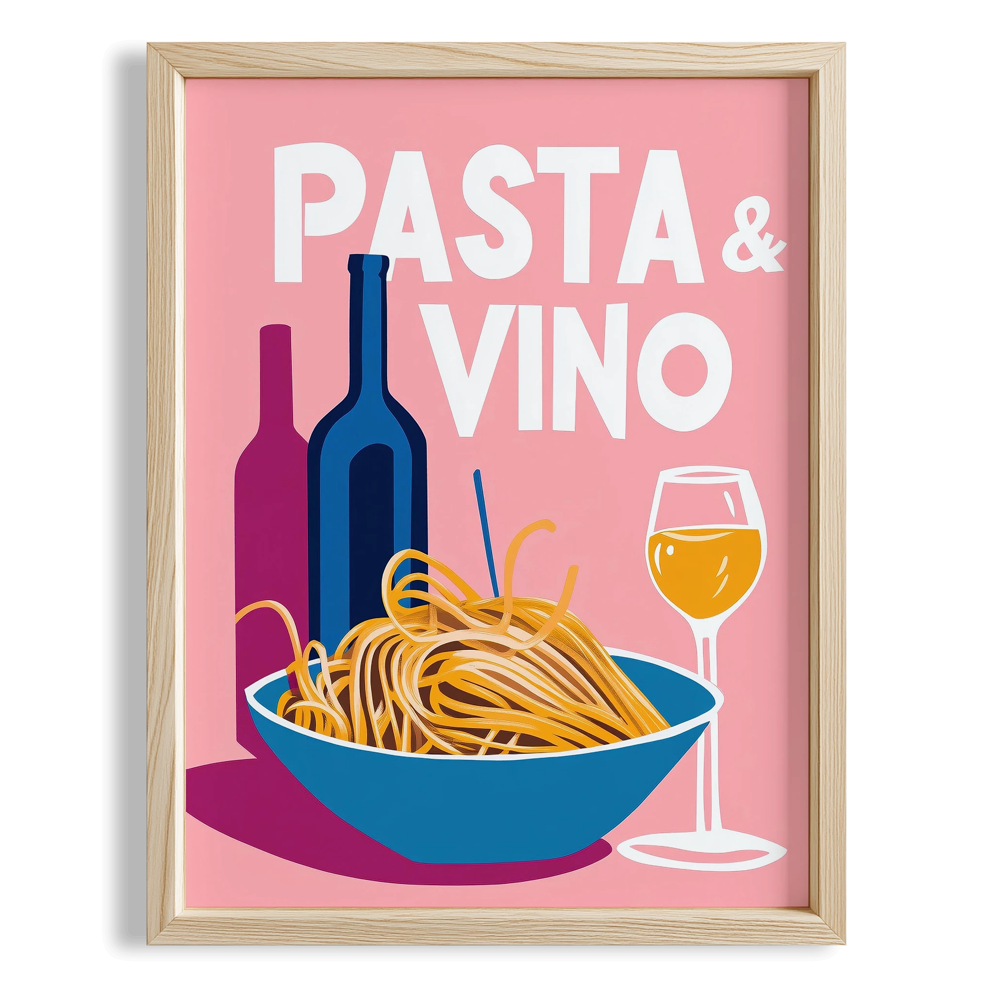 Pasta & Vino İtalyanca Tipografi Mutfak Duvar Tablosu II