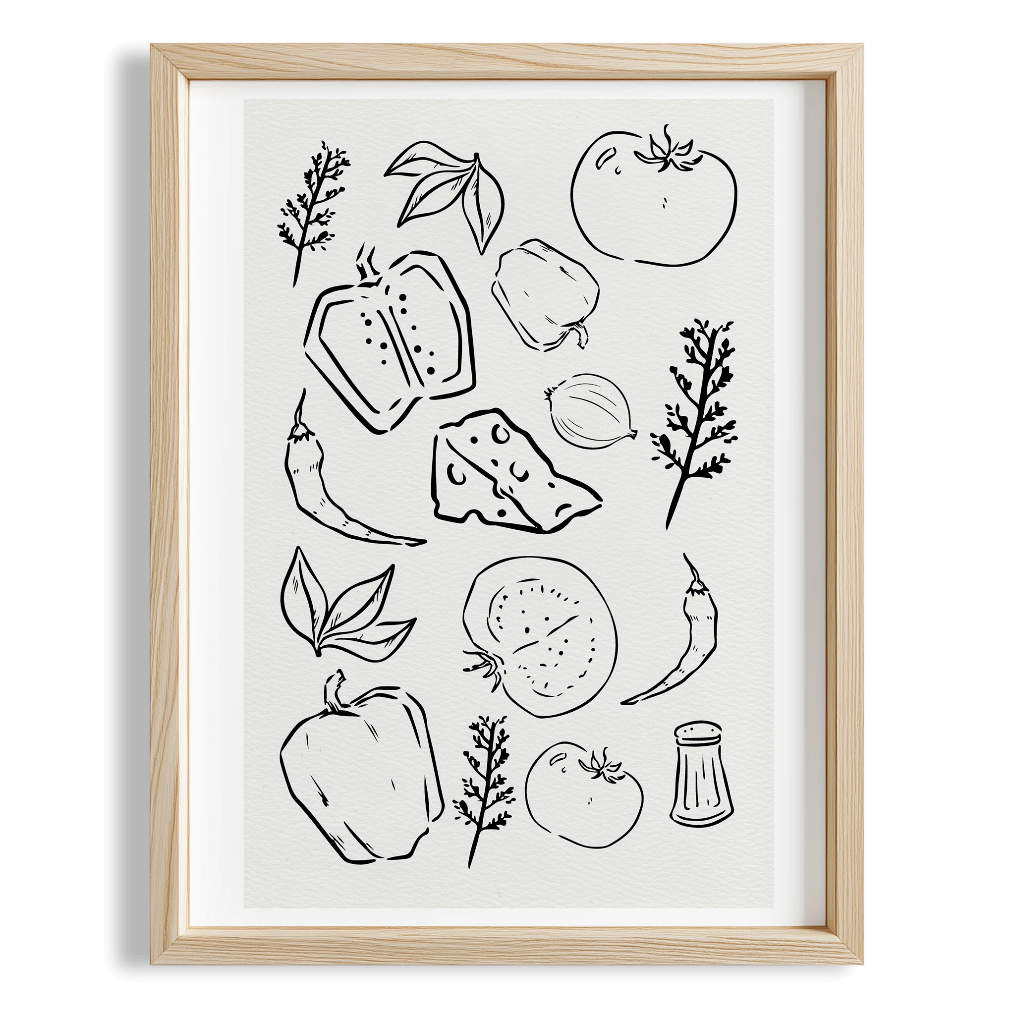 Minimal Sebzeler Mutfak Duvar Tablosu
