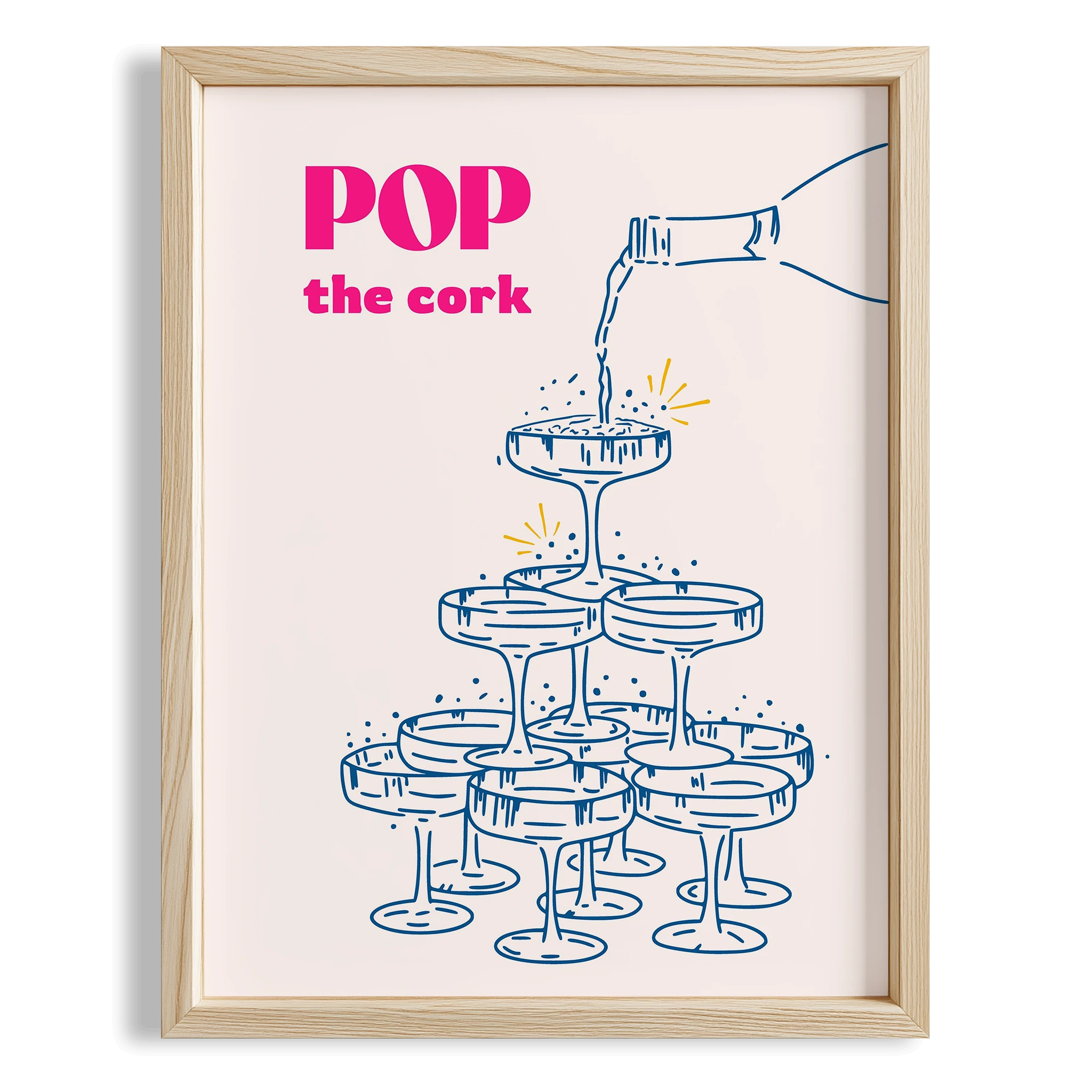 Pop The Cork Tipografi Mutfak Duvar Tablosu