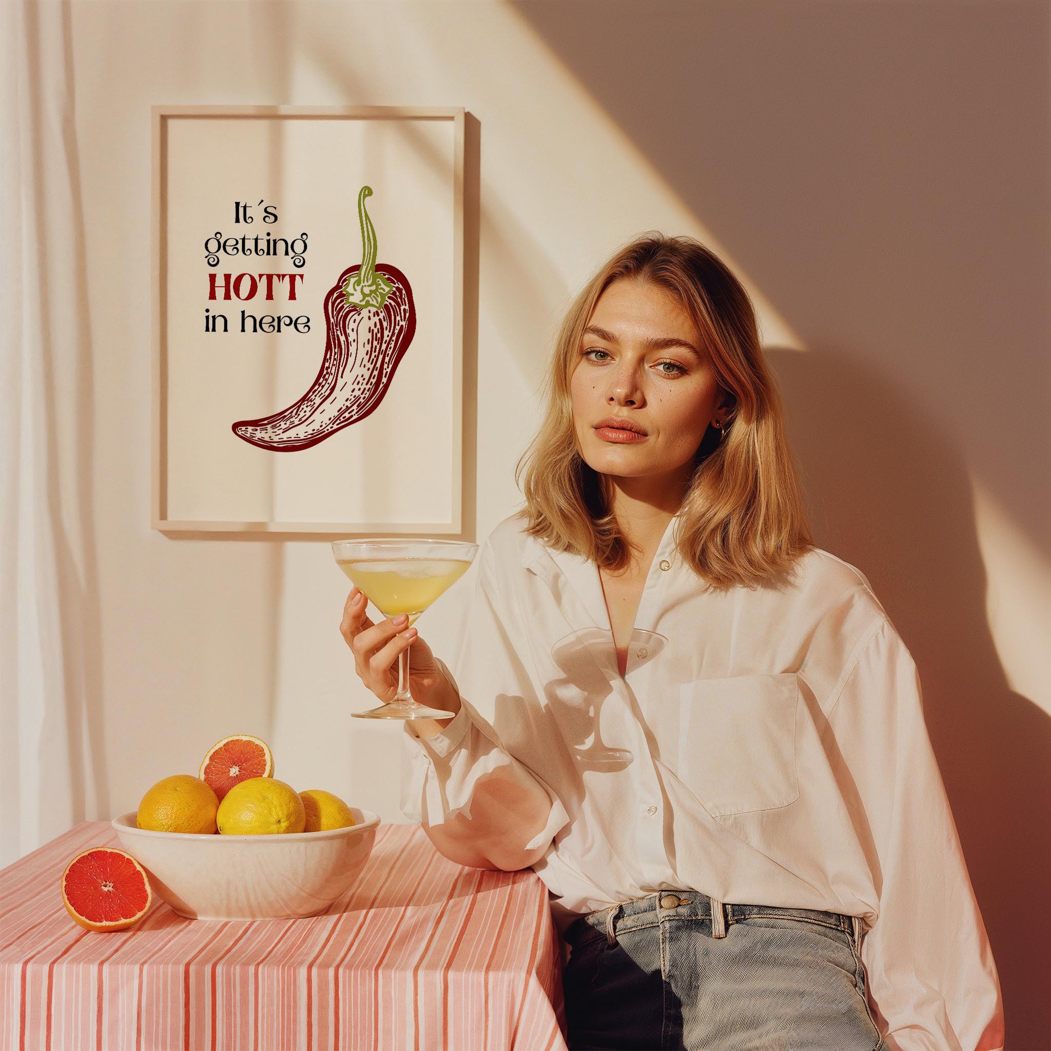 It’s Getting Hot in Here Chilli Acı Biber Tipografi Mutfak Duvar Tablosu