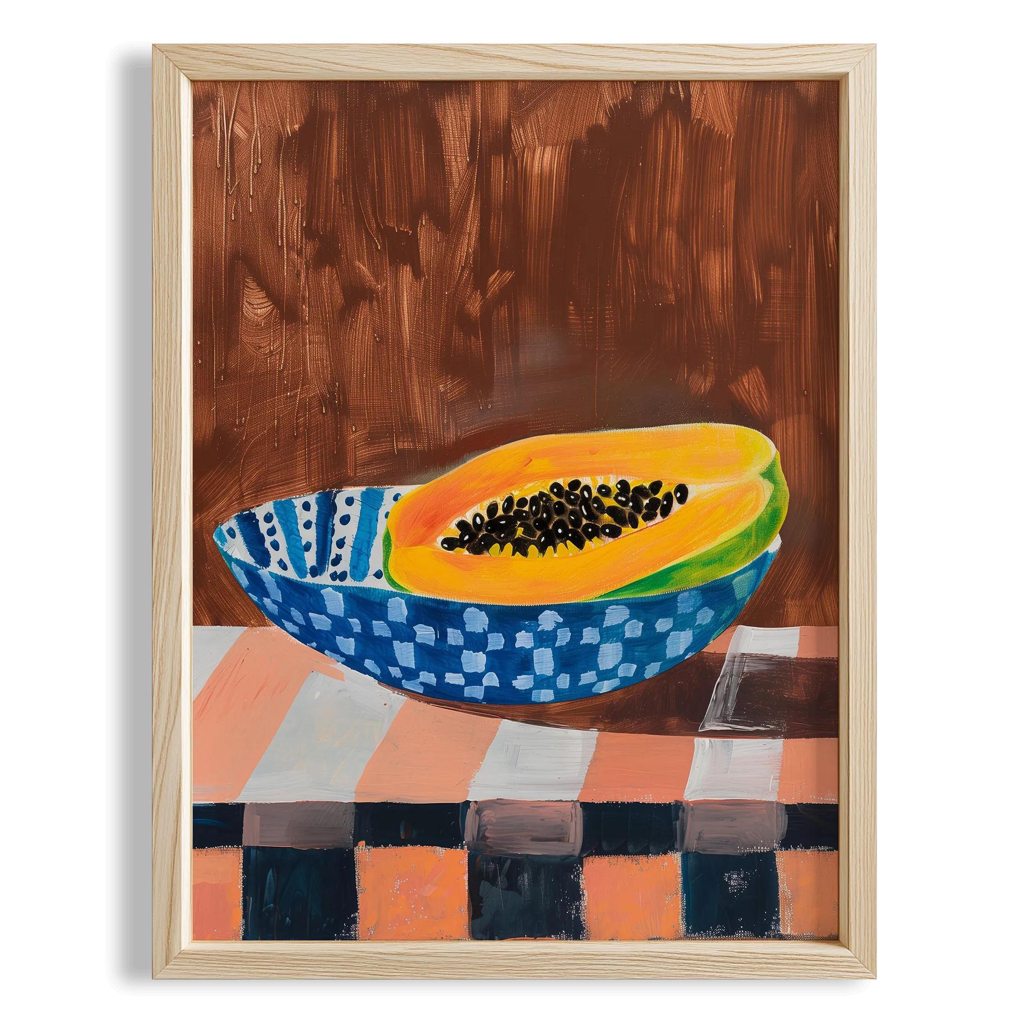 Papaya ve Seramik Kase Akdeniz Koleksiyonu Mutfak Duvar Tablosu III
