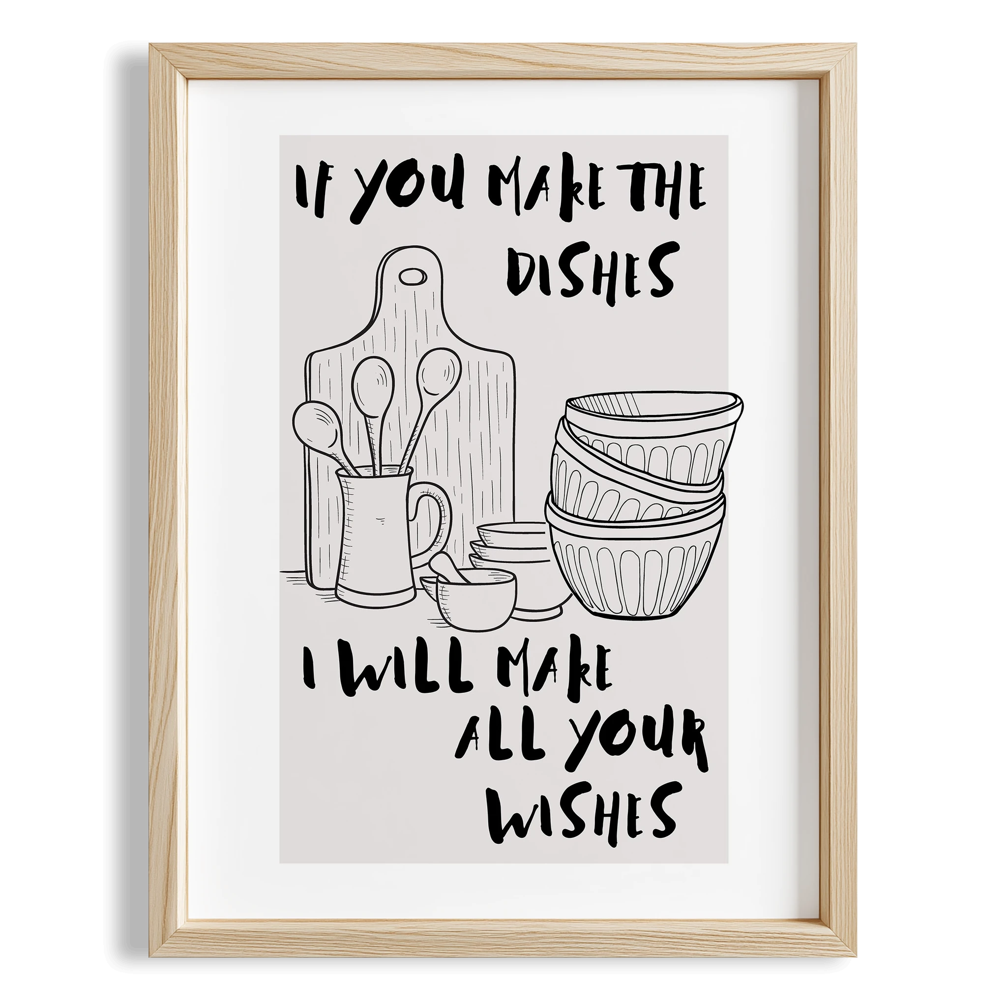 Yemekler Sende Gerisi Bende Tipografi Mutfak Duvar Tablosu