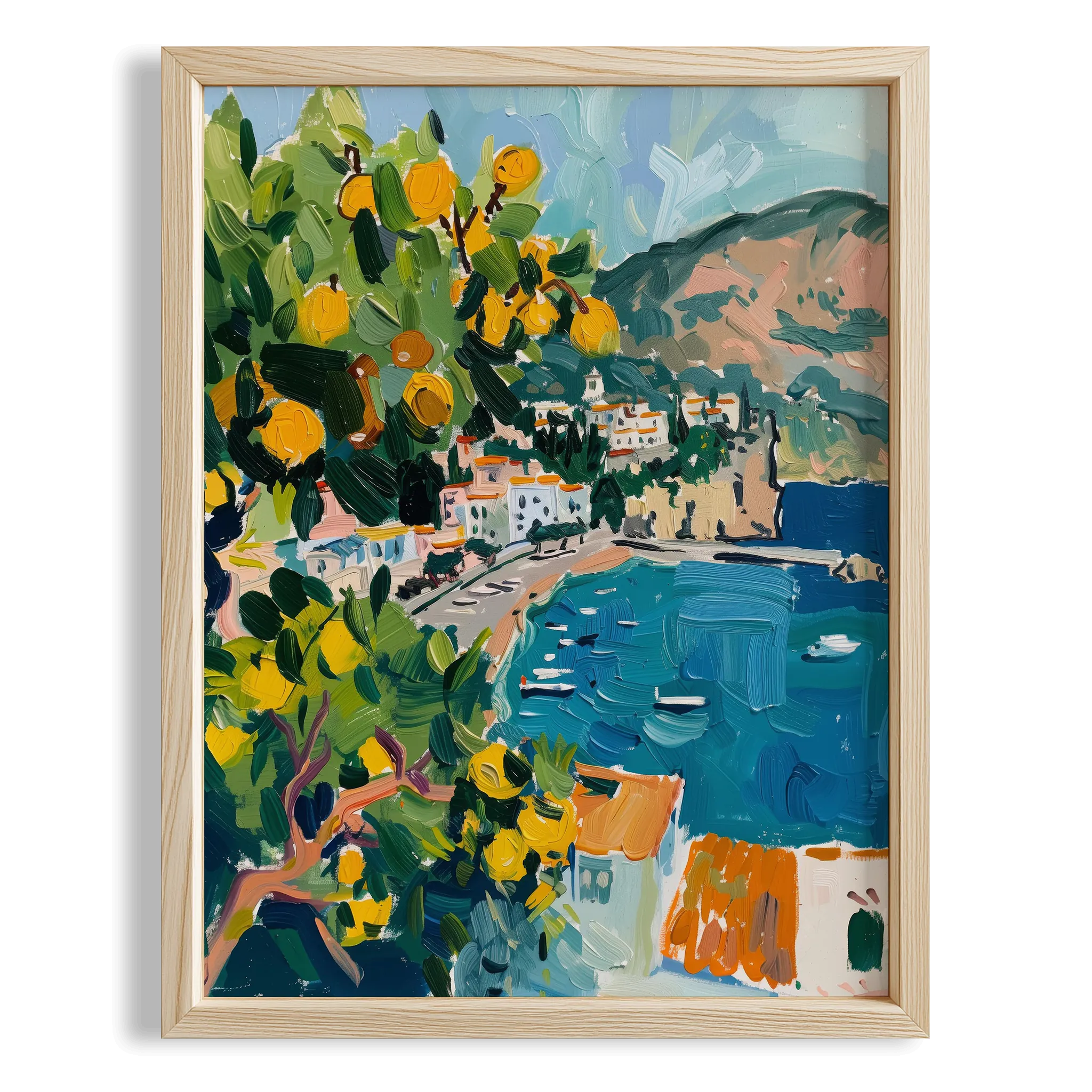 Amalfi Tepeleri ve Limon Ağaçları Limoncello İtalya Koleksiyonu Mutfak Duvar Tablosu