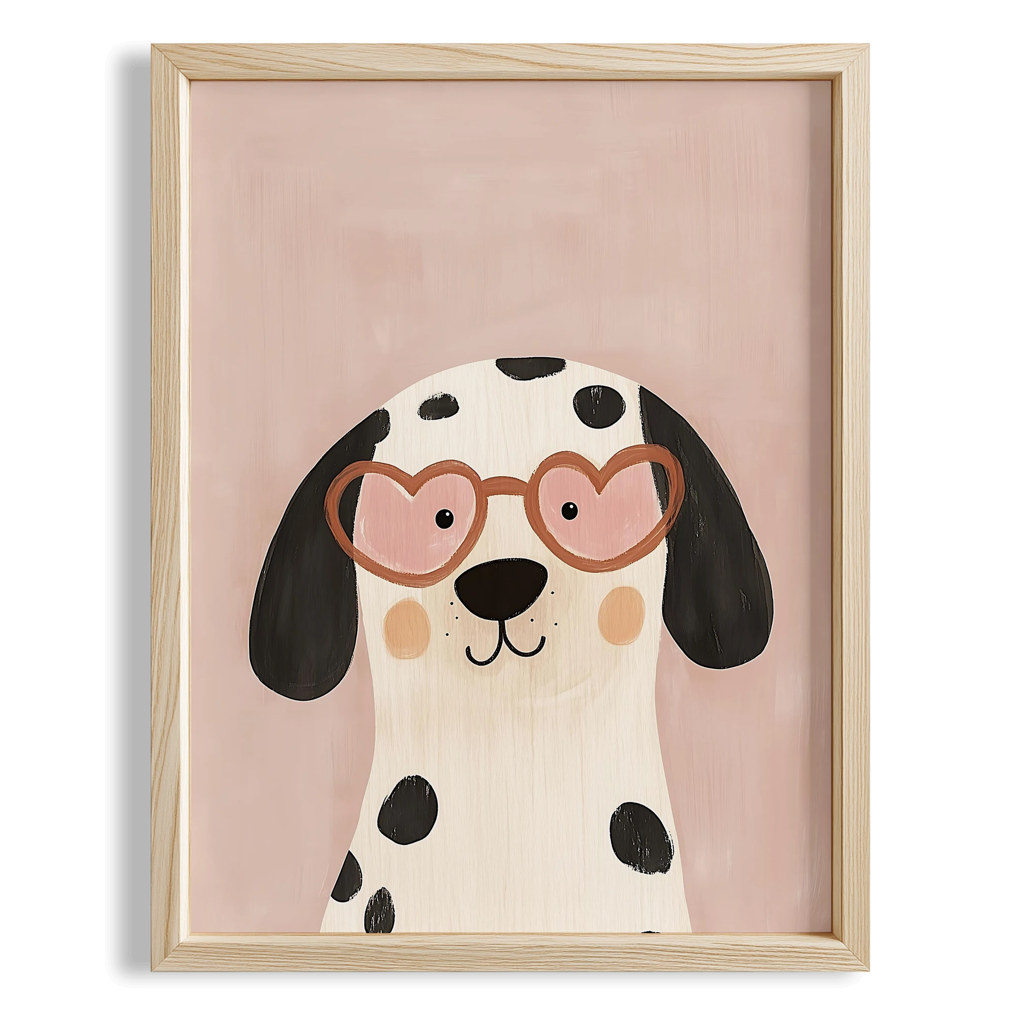 Sevimli Dalmaçyalı Köpek Pembe Fonlu Kız Çocuk Odası Ahşap Tablo