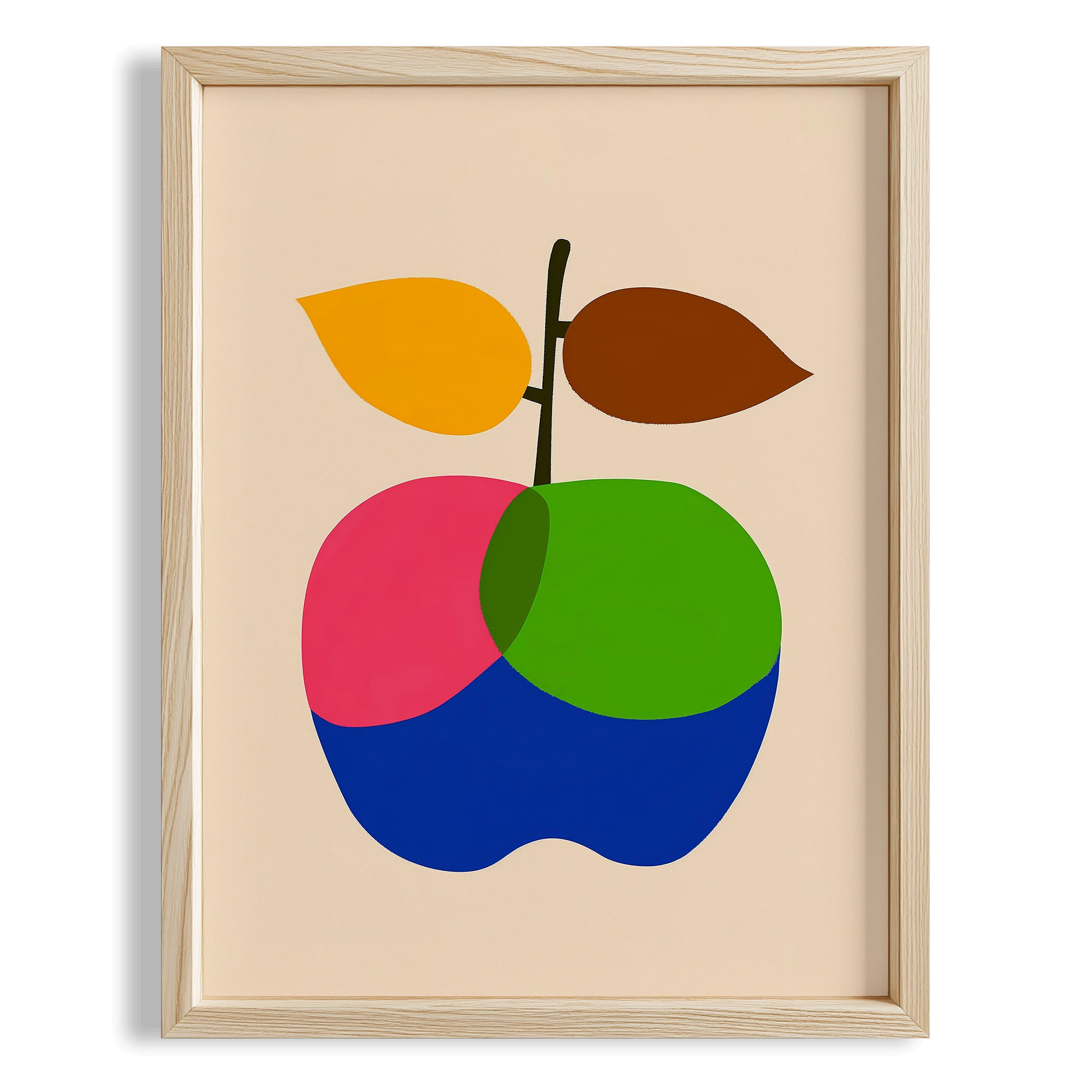 Pop Art Elma - Eklektik Tarzda Çocuk Odası Dekorasyonu Ahşap Çerçeveli Duvar Tablosu