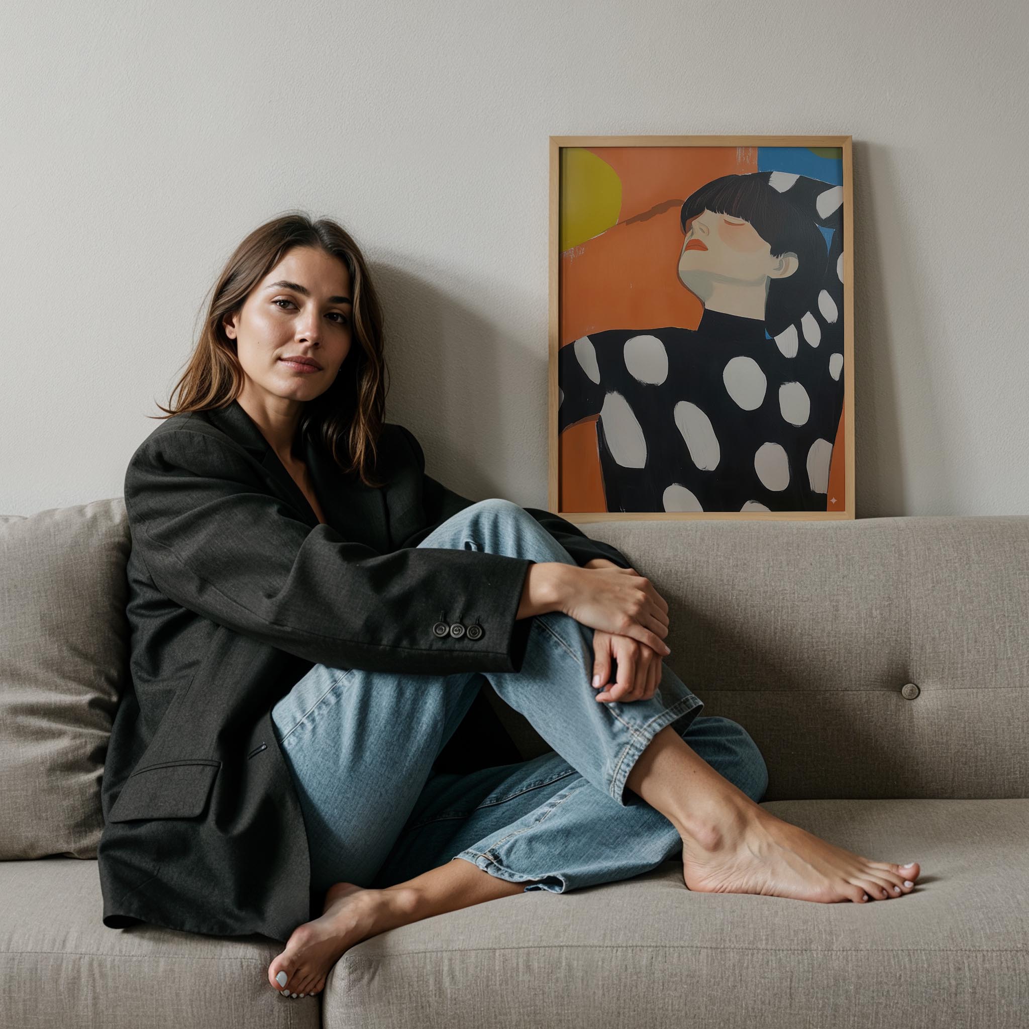 Kadın Portre XXIII - Puantiyeli