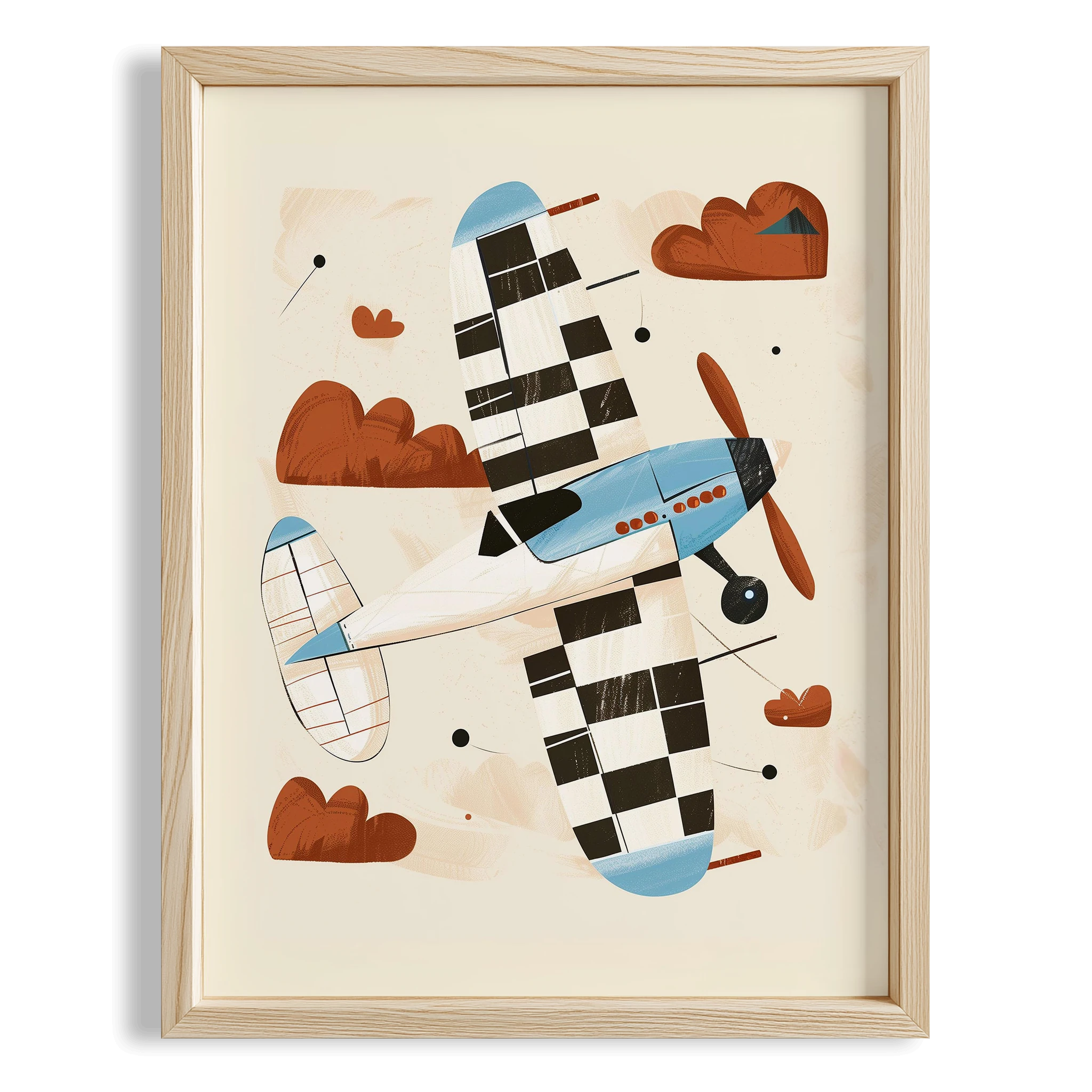 Uçak Temalı İskandinav Tarzı Çocuk Odası Ahşap Tablo