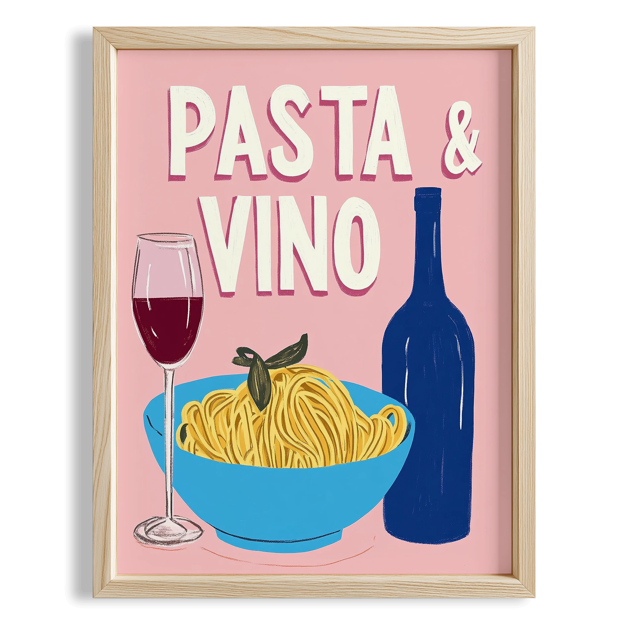 Pasta & Vino İtalyanca Tipografi Mutfak Duvar Tablosu