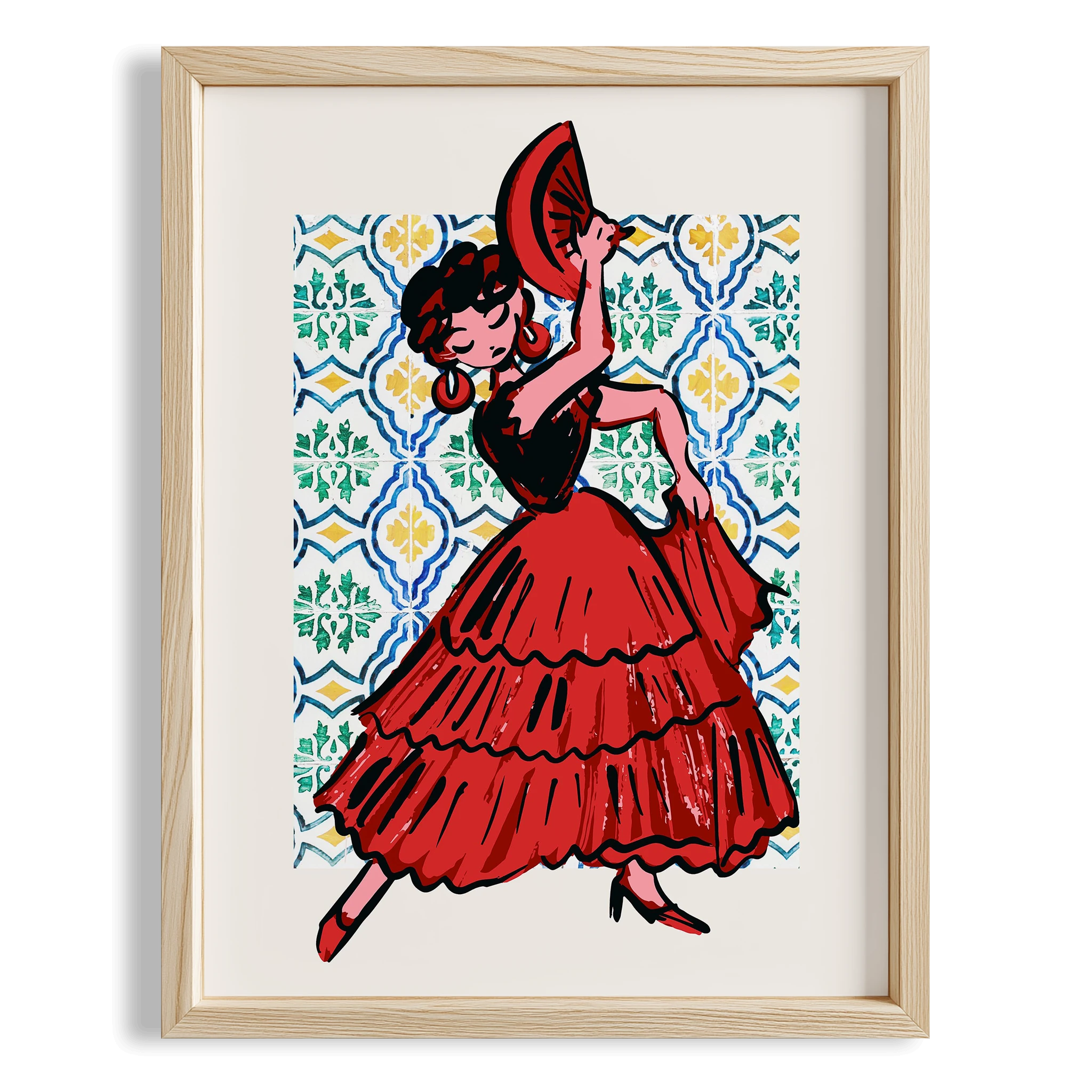 Flamenco Seramik Desen I Akdeniz İspanya Koleksiyonu Mutfak Duvar Tablosu