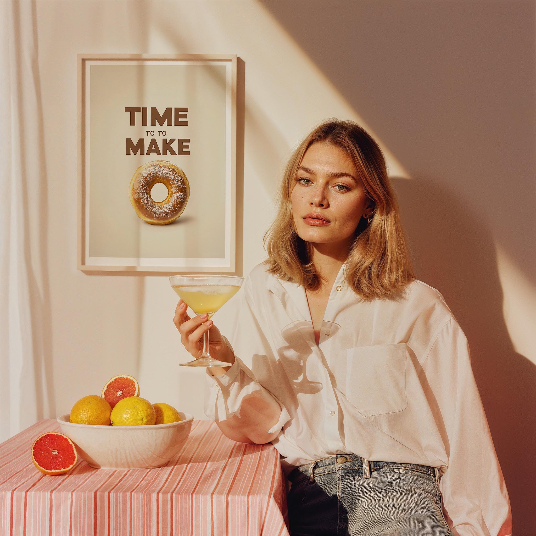 Time To Make Donut Tipografi Mutfak Duvar Tablosu