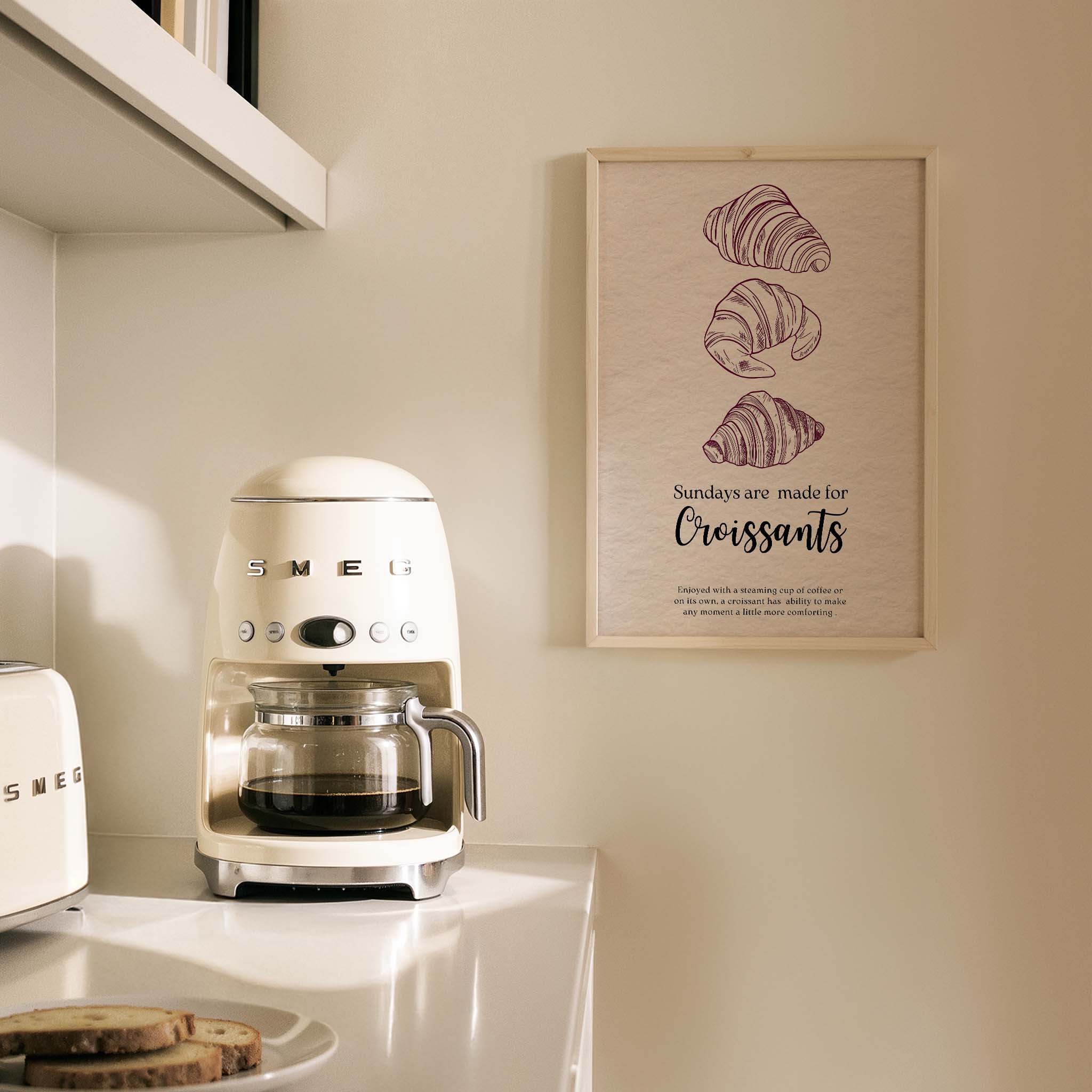 Croissant Fransız Sabah Koleksiyonu Tatlılar Mutfak Duvar Tablosu