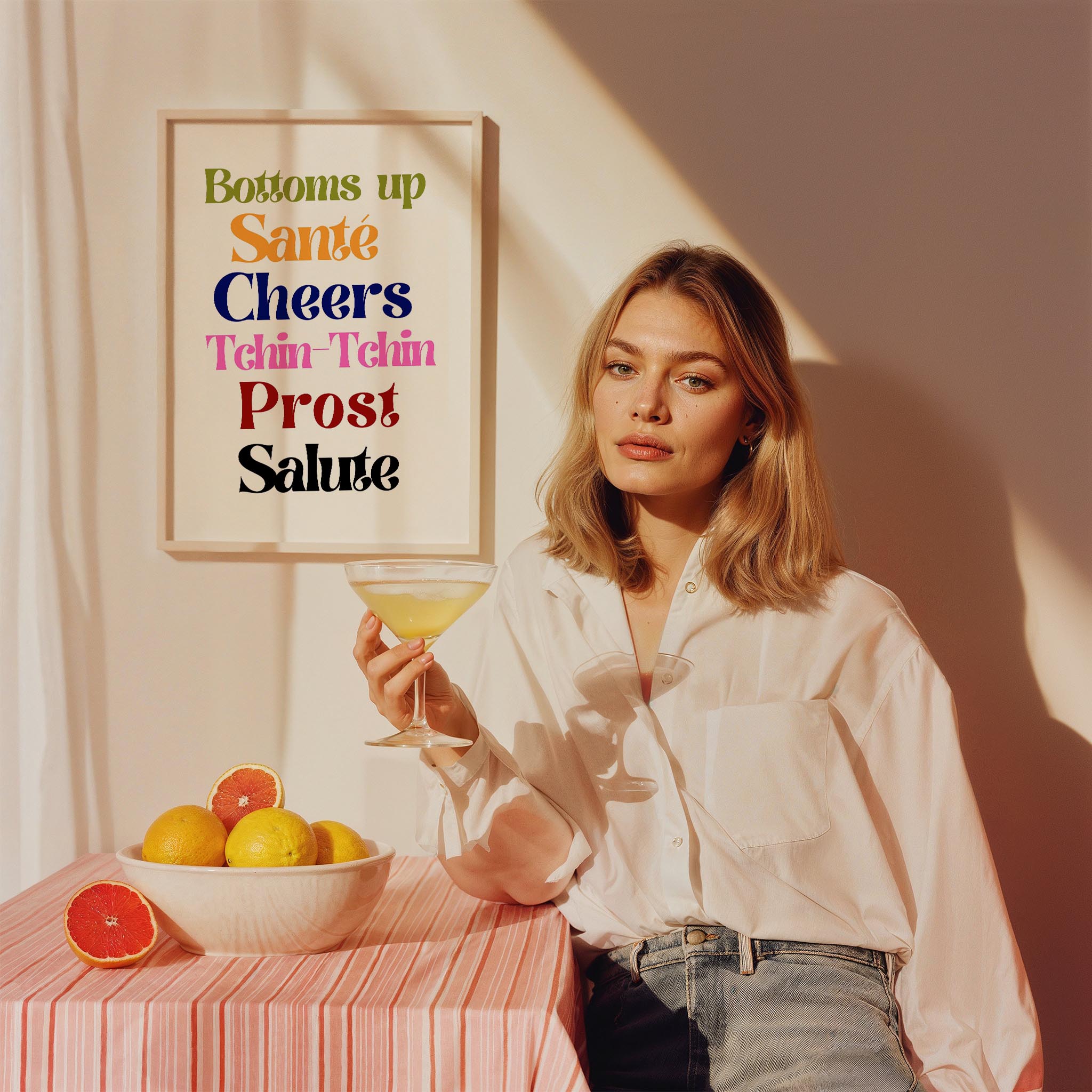 Salute Cheers Tipografi Mutfak Duvar Tablosu